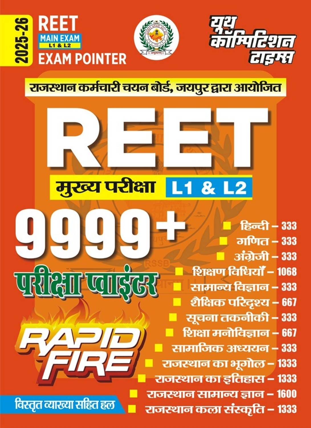 REET L1 & L2 Mains 999+ Exam Pointer Rapid Fire 2025-26 Hindi Medium