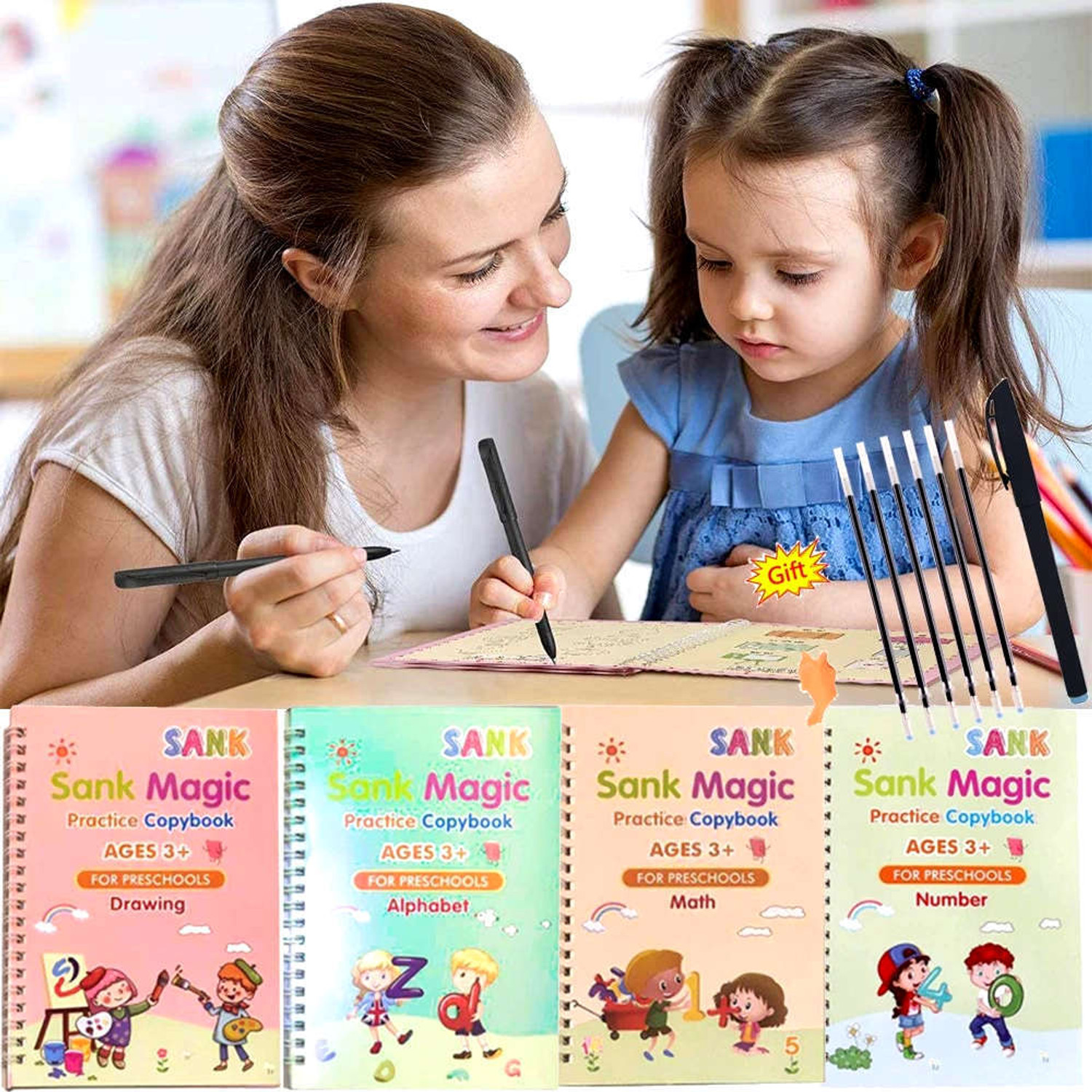 Image of Sank Magic Book For Kids With 10 Refills,1 Pen, Erasable 4 Set Of Practicing A11