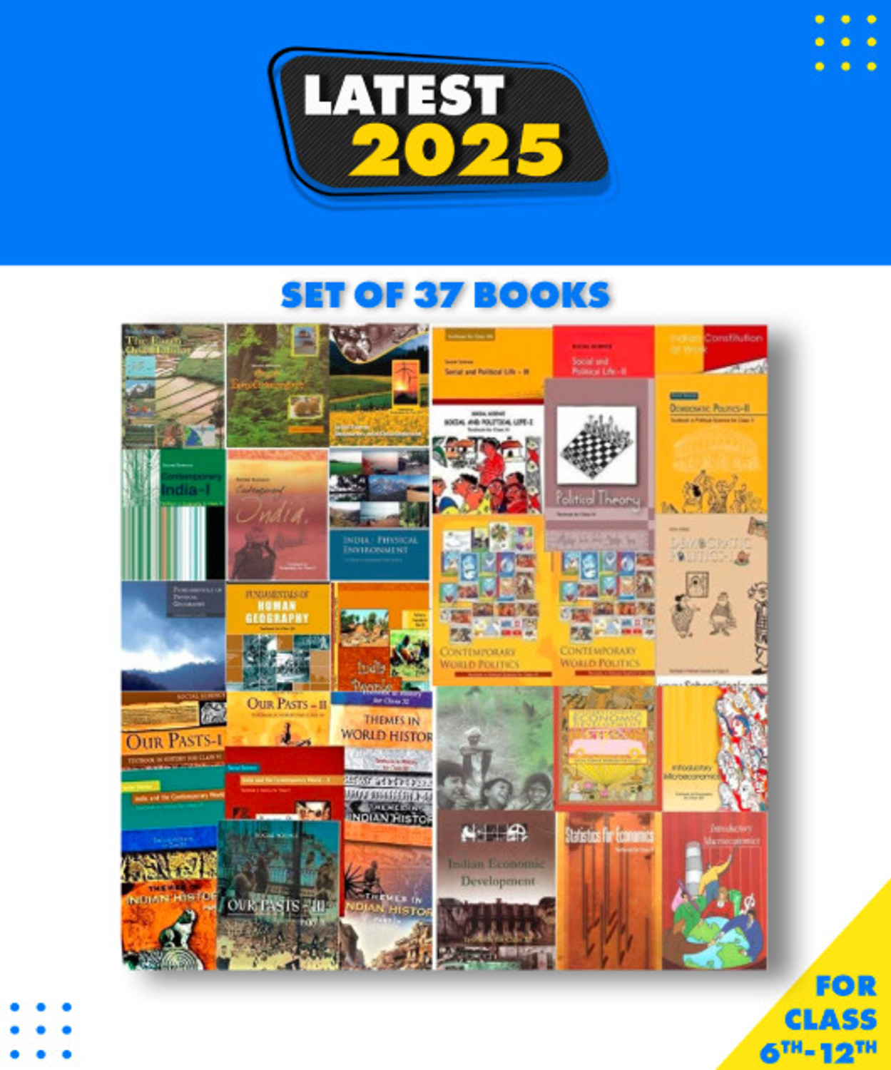 Image of NCERT Books For Class 6 To 12 Complete For UPSC (History+Pol.Sc.+Geography+Economics+Sociology) | Set Of 37 Books | English Medium |