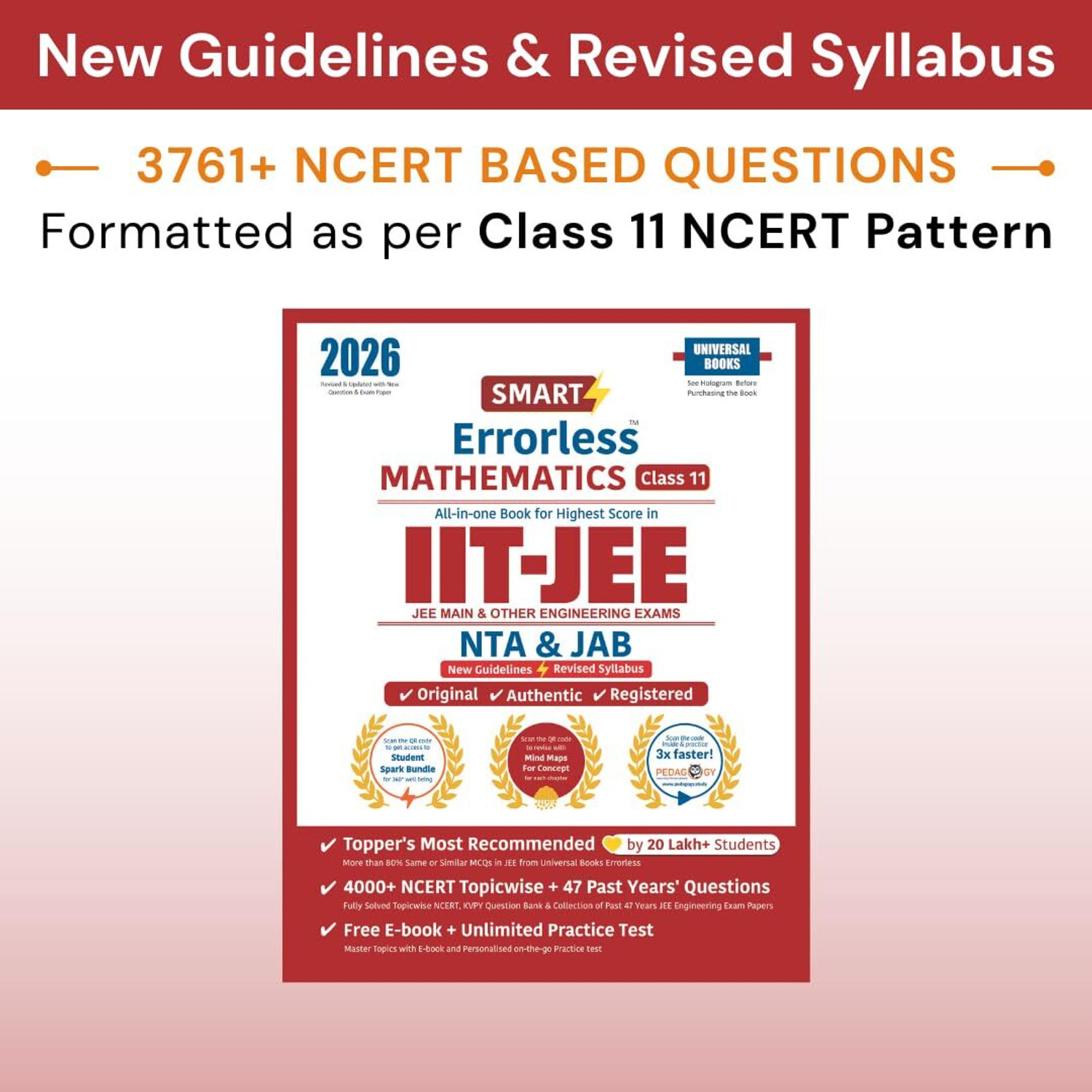 Image of Universal Books Smart Errorless Mathematics Class 11 for JEE Main & Advanced 2026 | NCERT Based | 3600+ Topicwise MCQs, PYQs From Last 48 Years | JEE Practice Set | With Notes, Mindmaps, Free E-Book