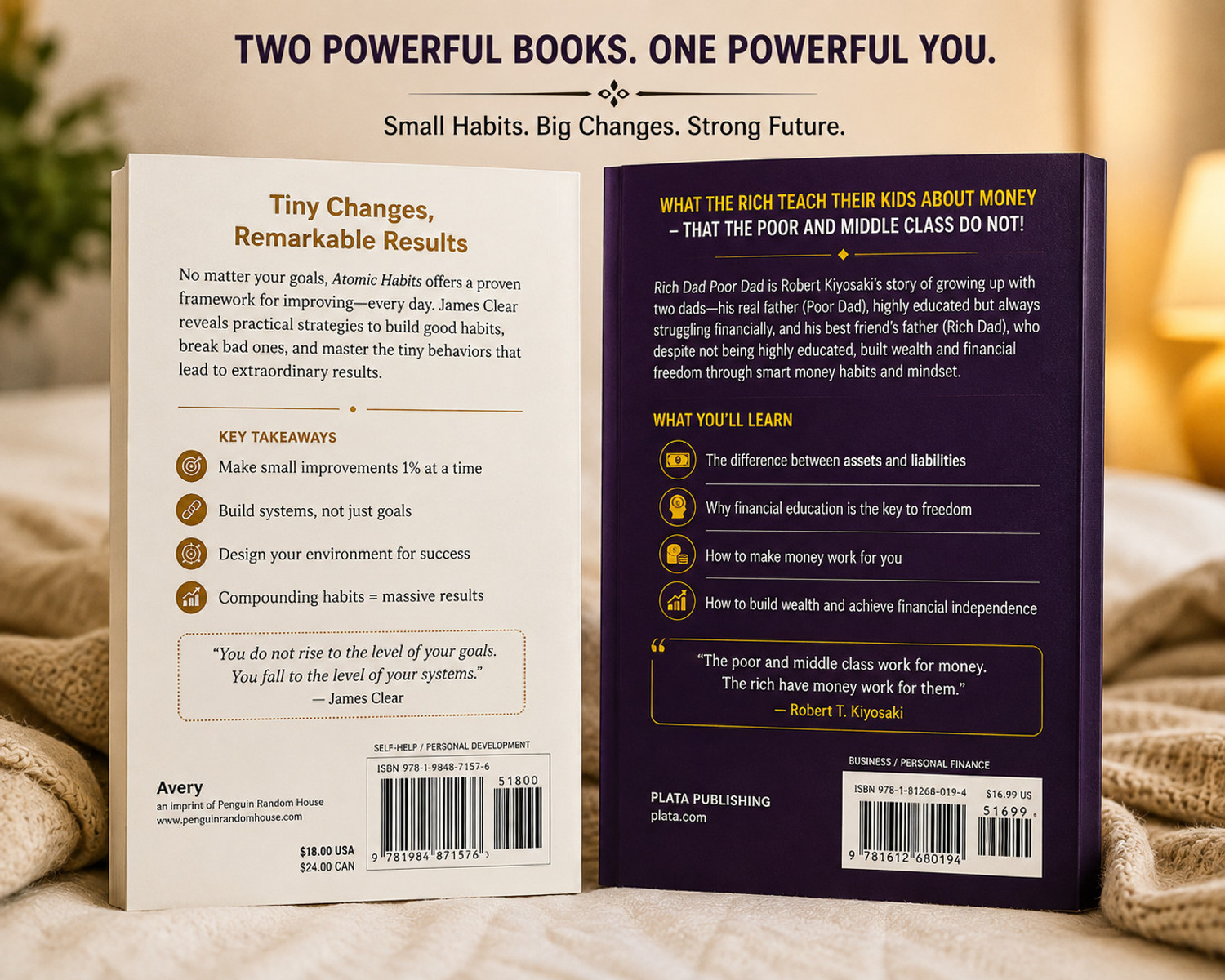 Image of Atomic Habits & Rich Dad Poor Dad - Powerful Books For Success, Growth & Financial Freedom (Paperback, James Clear, Robert T. Kiyosaki)