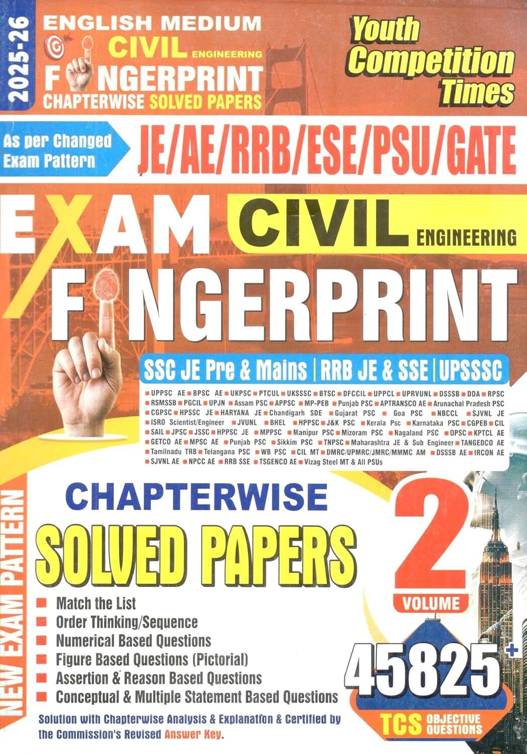 Image of English Medium Civil Engineering Finger Print Volume-2 Chapterwise Solved Papers 2025