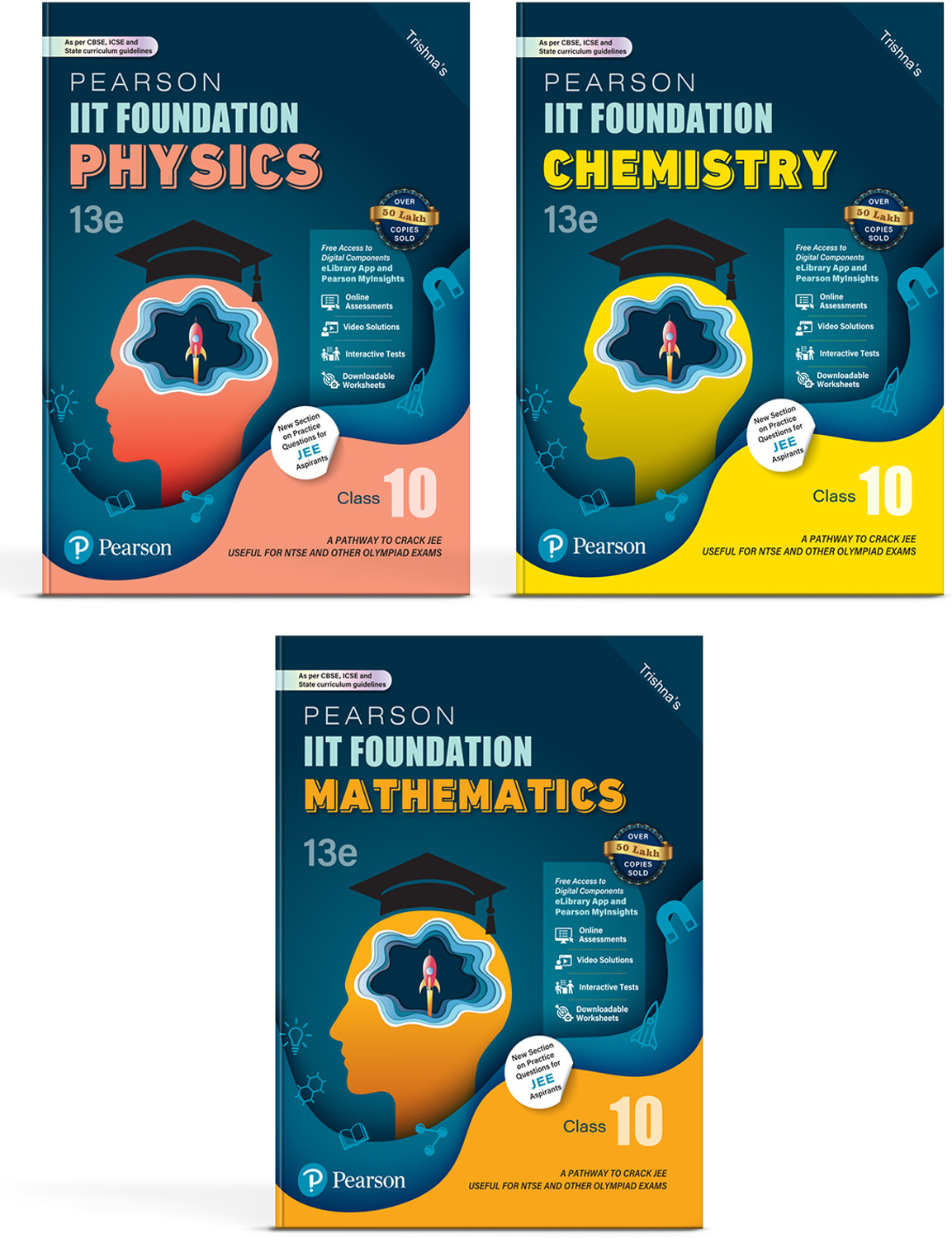 Image of Pearson IIT Foundation'25 Class 10 Chemistry Mathematics Physics | For JEE, NTSE & Olympiad Exams | JEE Practice Questions | Free Access To Online Assessments, Video Solutions & Interactive Tests
