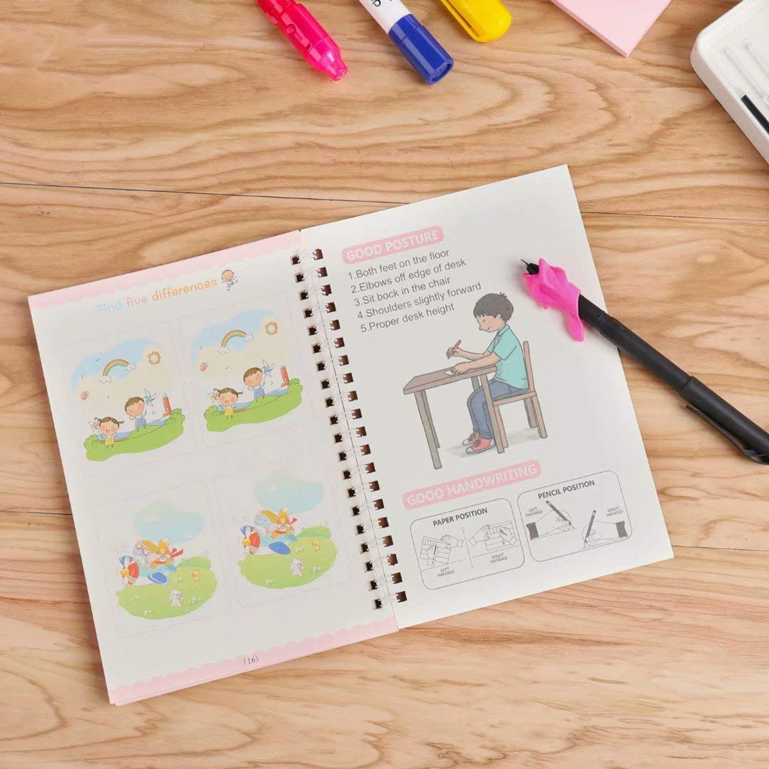 Image of Sank Practice Copybook, Number Tracing Book For Preschoolers With Pen, Magic Calligraphy Copybook Set Practical Reusable Writing Tool Simple Hand Lettering
