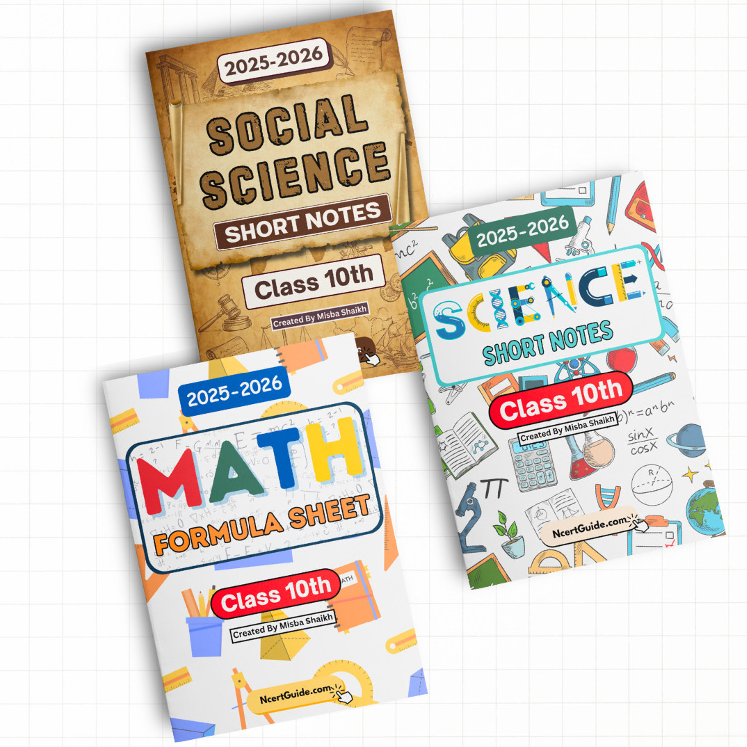 Image of Class 10 Maths + Science + SST Combo | Handwritten & Colorful | CBSE Board | Quick Revision Set