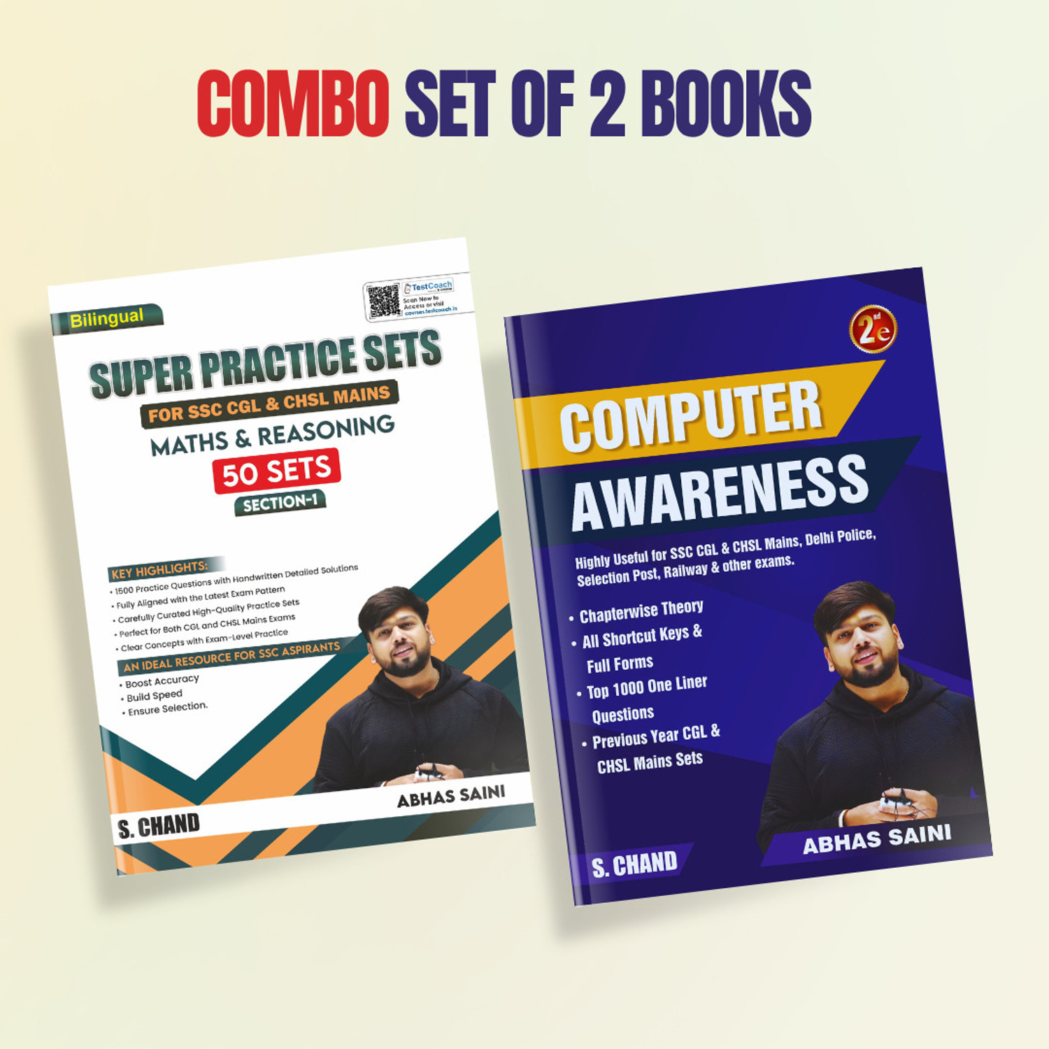 Image of Super Practice Sets + Computer Awareness Book 2025 - 2026 (Best Combo Set Of 2 Books) For SSC CGL Tier 1 & 2, CHSL Mains, GD, MTS, Delhi Police Constable, RRB Railway, IBPS, Bank PO, Banking Exam, DSSSB, UPSC & Other Competitive Exams | Maths + Reasoning + Computer Awareness | PYQ Previous Year Question | By Abhas Saini