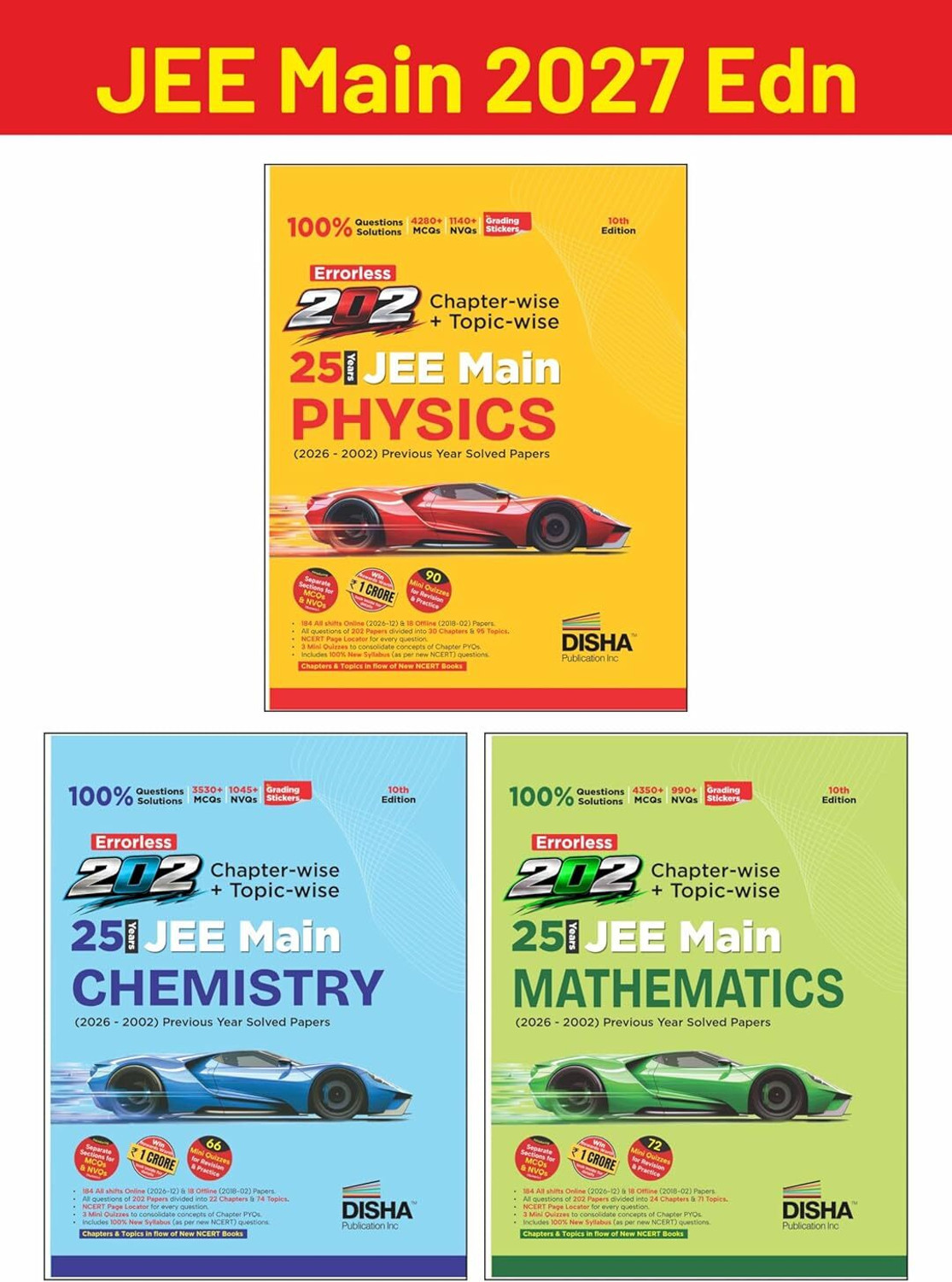 Image of Disha 202 Physics,Chemistry & Maths Chapterwise JEE Mains Previous Year Solved Papers (2026 - 2002)| 25 Year JEE Mains PYQ Book 2026