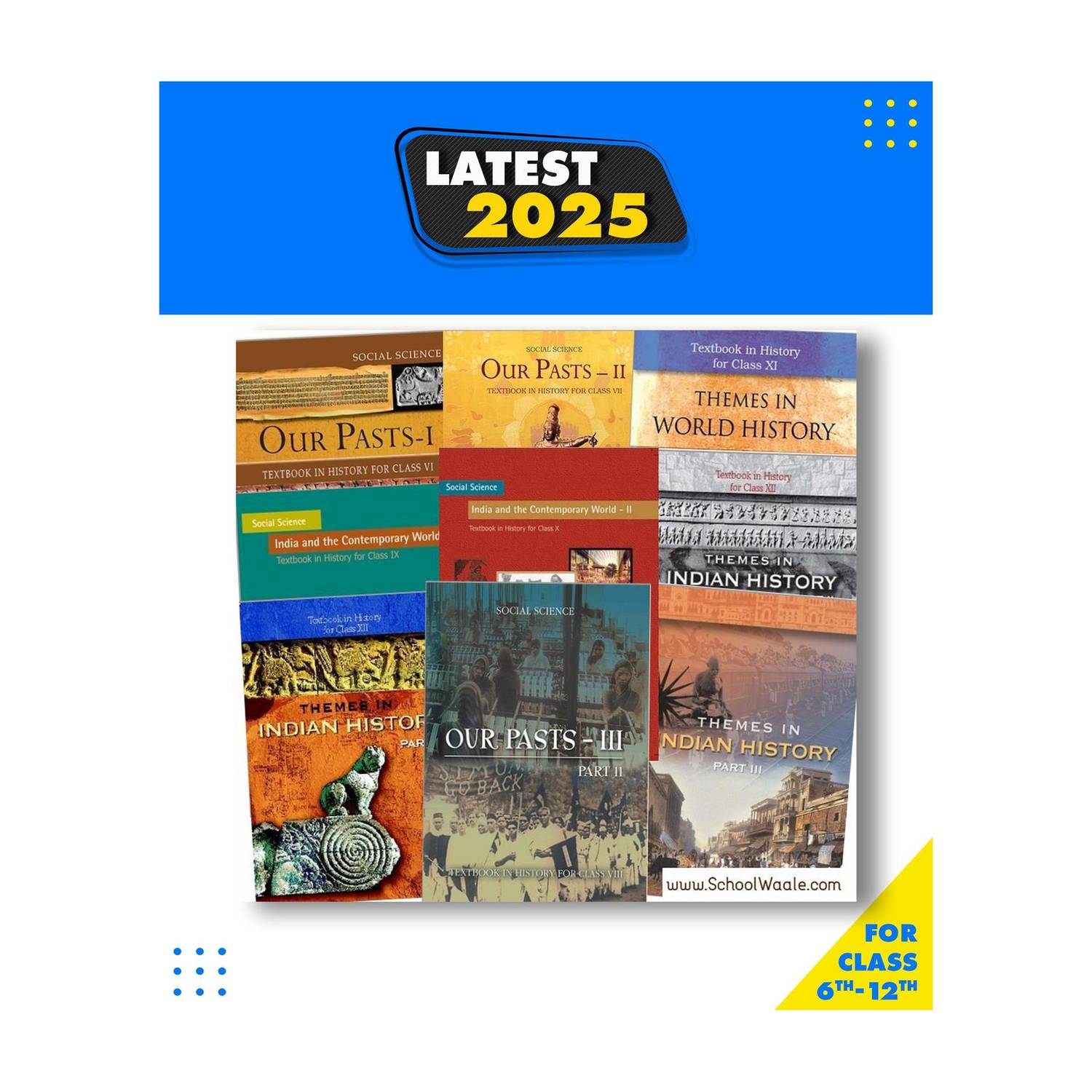 NCERT History Books Set Class 6 To 12 English Medium -Binded Books Hardcover, NCERT|New Latest Edition For 2025-2026