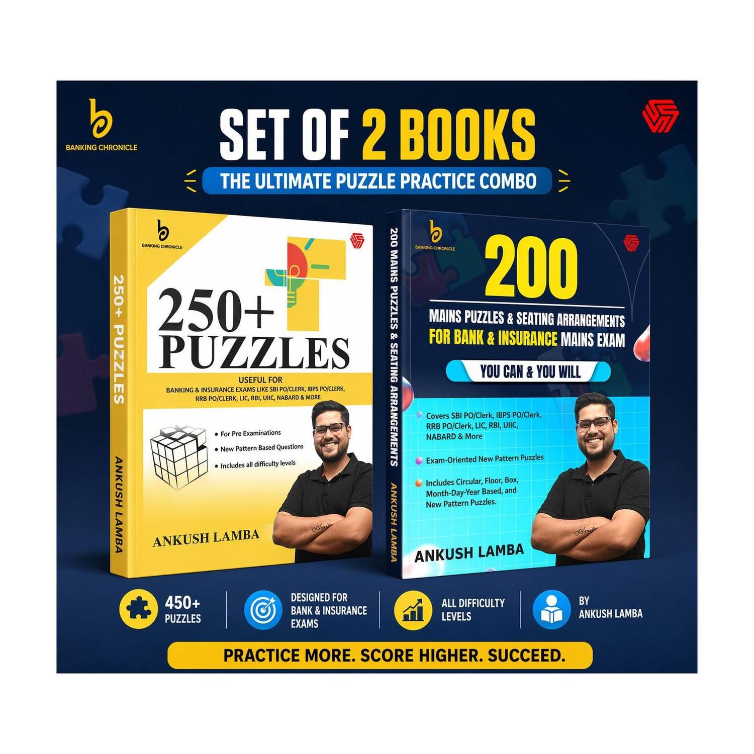 250+ Puzzles | Useful For Banking & Government Exams + 200 | Mains Puzzles & Seating Arrangements For Bank & Insurance Mains Exam (Ultimate Puzzle Practice Book Combo - Set Of 2 Books)