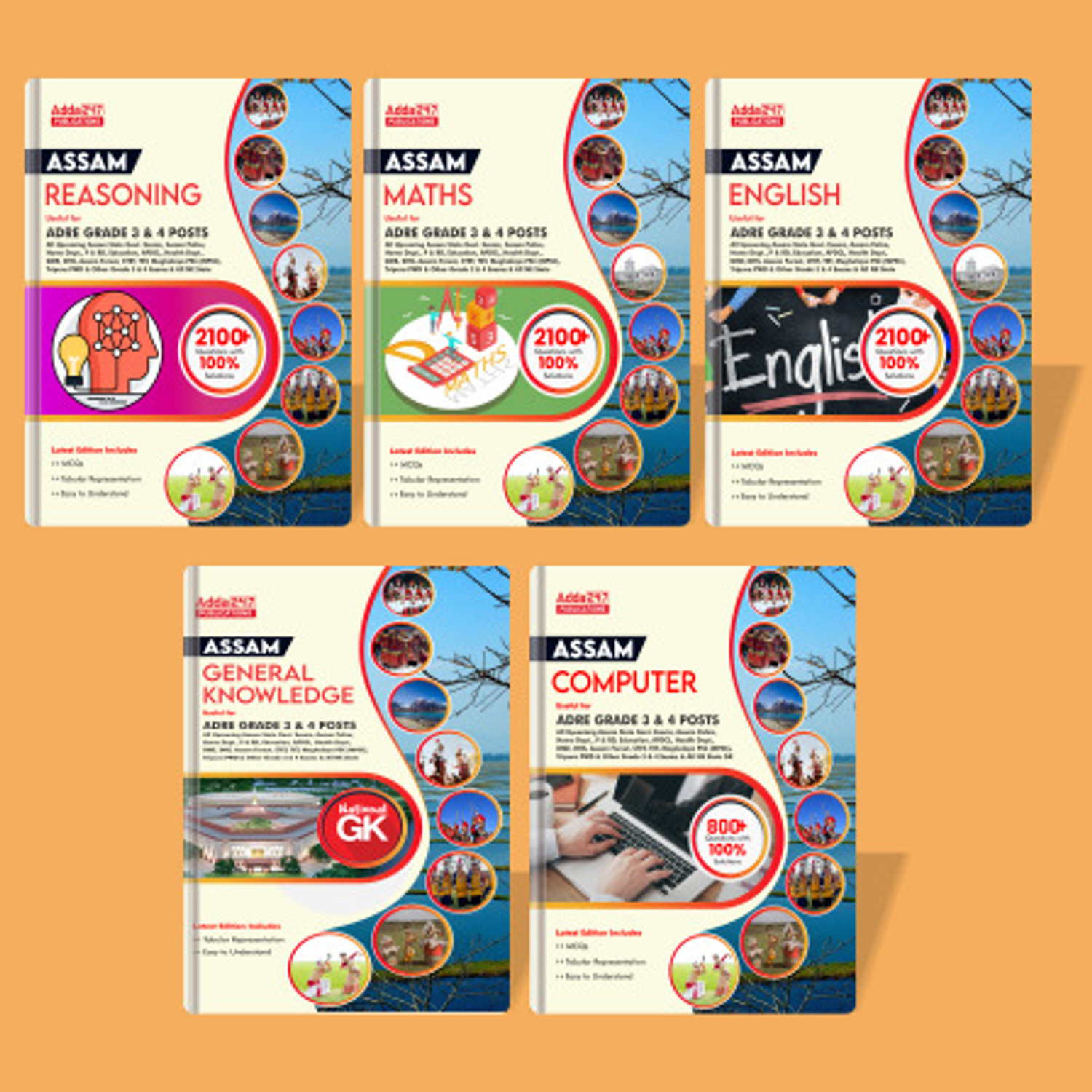 Image of ASSAM ADRE Grade 3 & 4 Posts Complete Books Kit (English Printed Edition) By Adda247