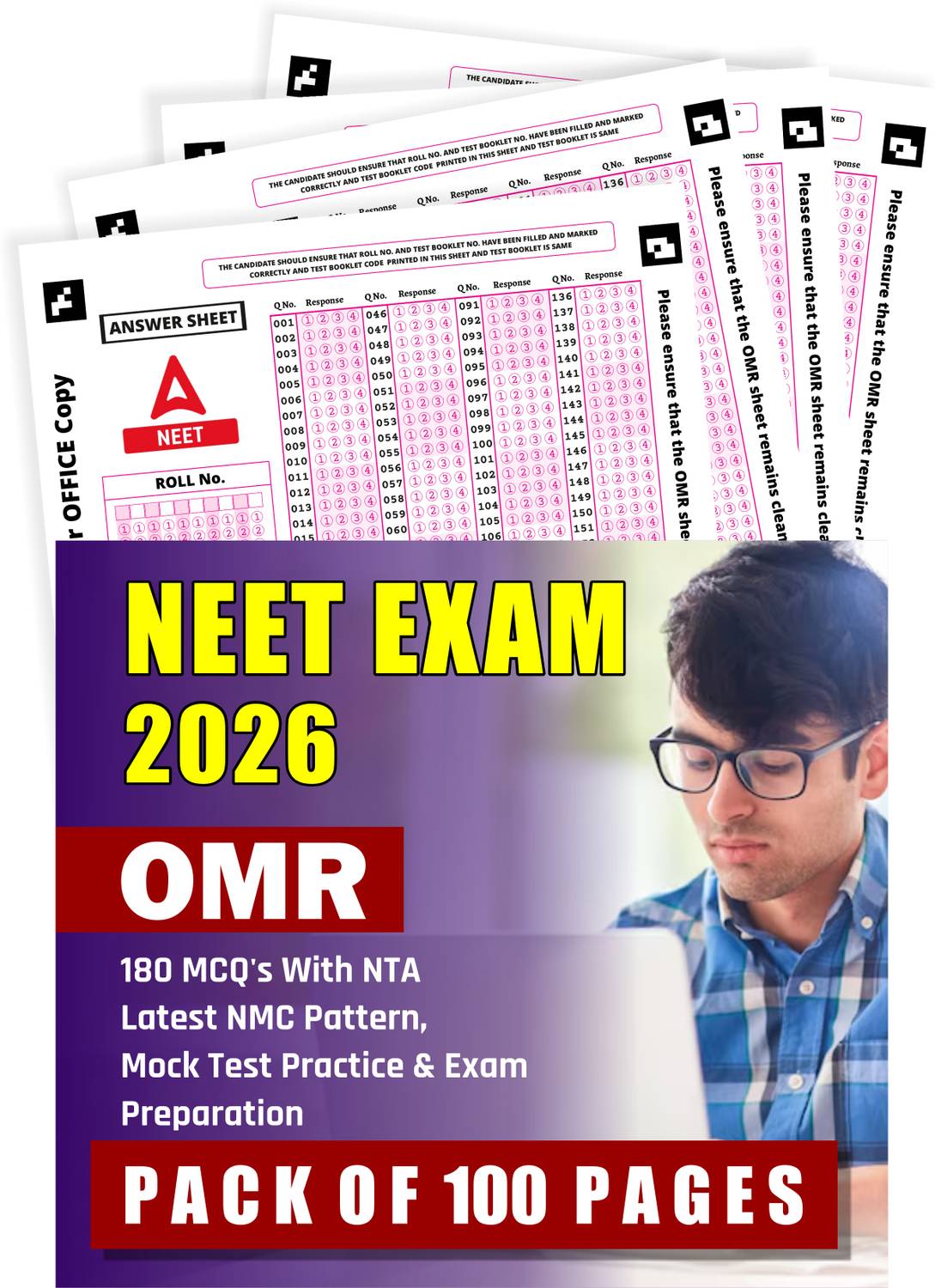 OMR Sheets For Practise NEET Exam 2026, 180 MCQ's With NTA Lates