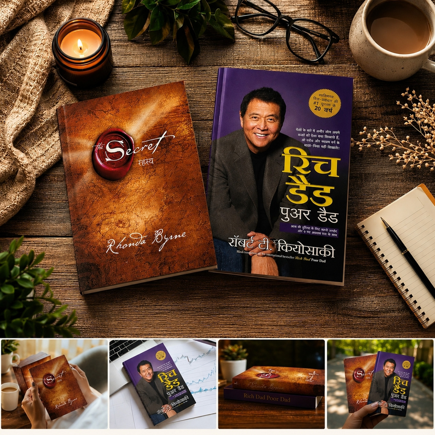Image of Rich Dad Poor Dad + The Secret Combo Set | Best Selling Personal Finance & Self Help Books | Hindi Paperback | 2 Books
