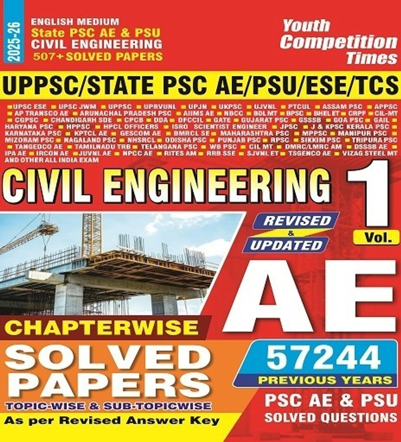 Image of UPPSC /State PSC AE /PSU /ESE /TCS AE Civil Engineering Vol-1 (English Medium)57244 Chapetrwise Solved Papers 2025-26