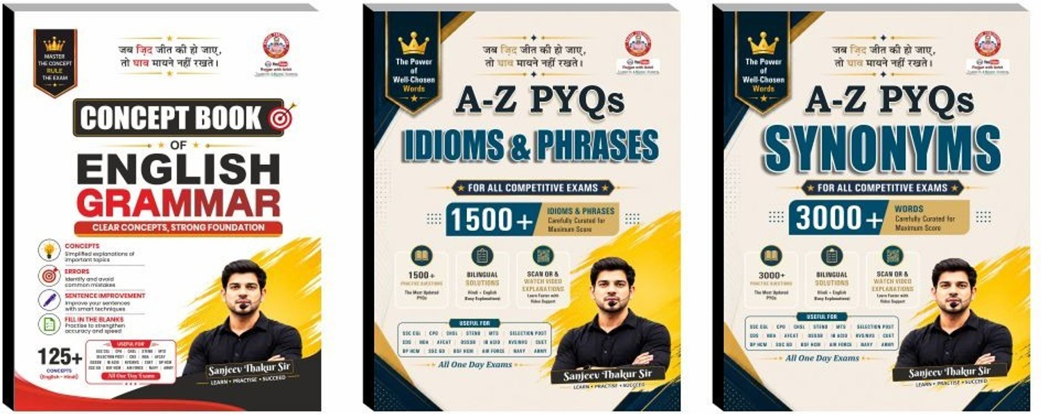 Image of Concept Book Of English Grammer And A To Z PYQ Synonyms & A To Z PYQ Idiom Phrase Combo Books By Ankit Bhati Sir & Sanjeev Thakur Sir RWA