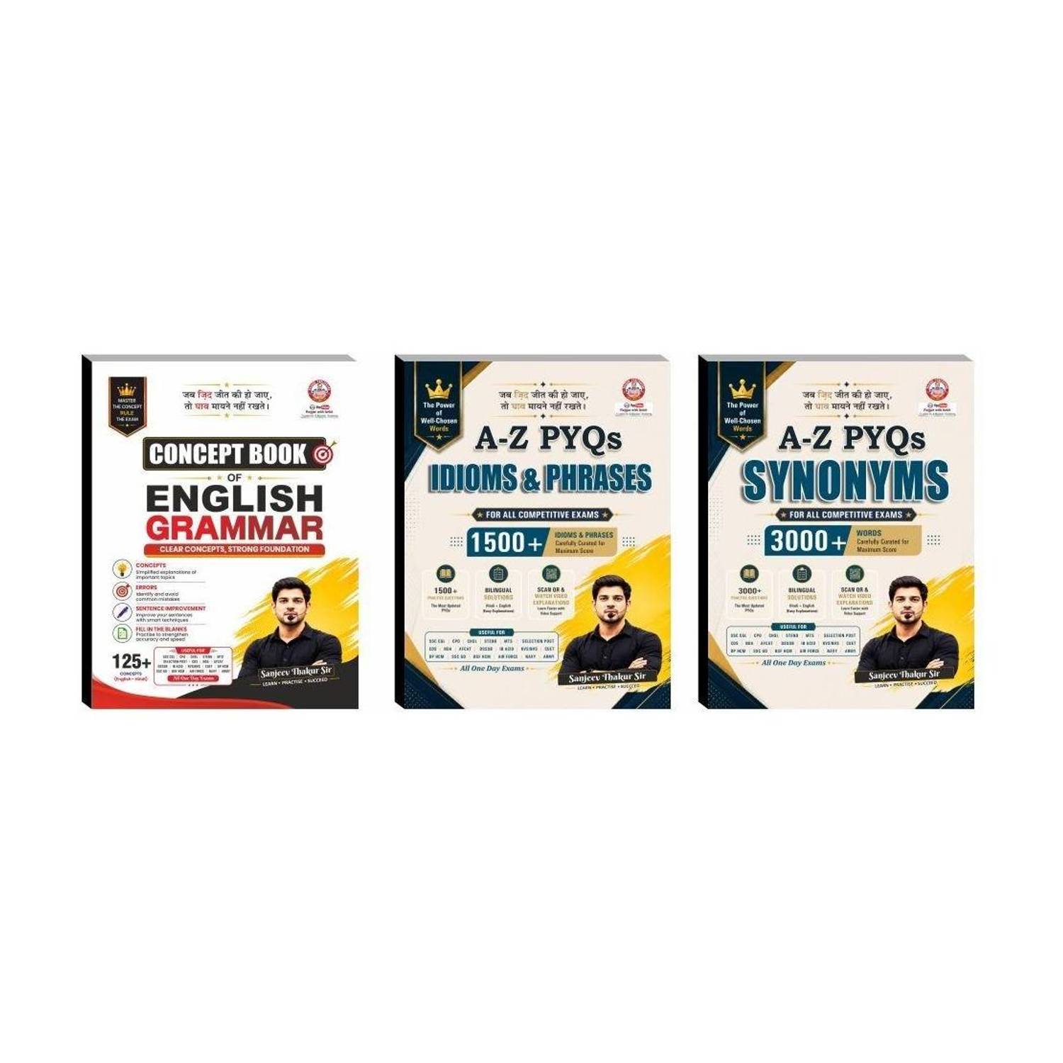 Concept Book Of English Grammer And A To Z PYQ Synonyms & A To Z PYQ Idiom Phrase Combo Books By Ankit Bhati Sir & Sanjeev Thakur Sir RWA