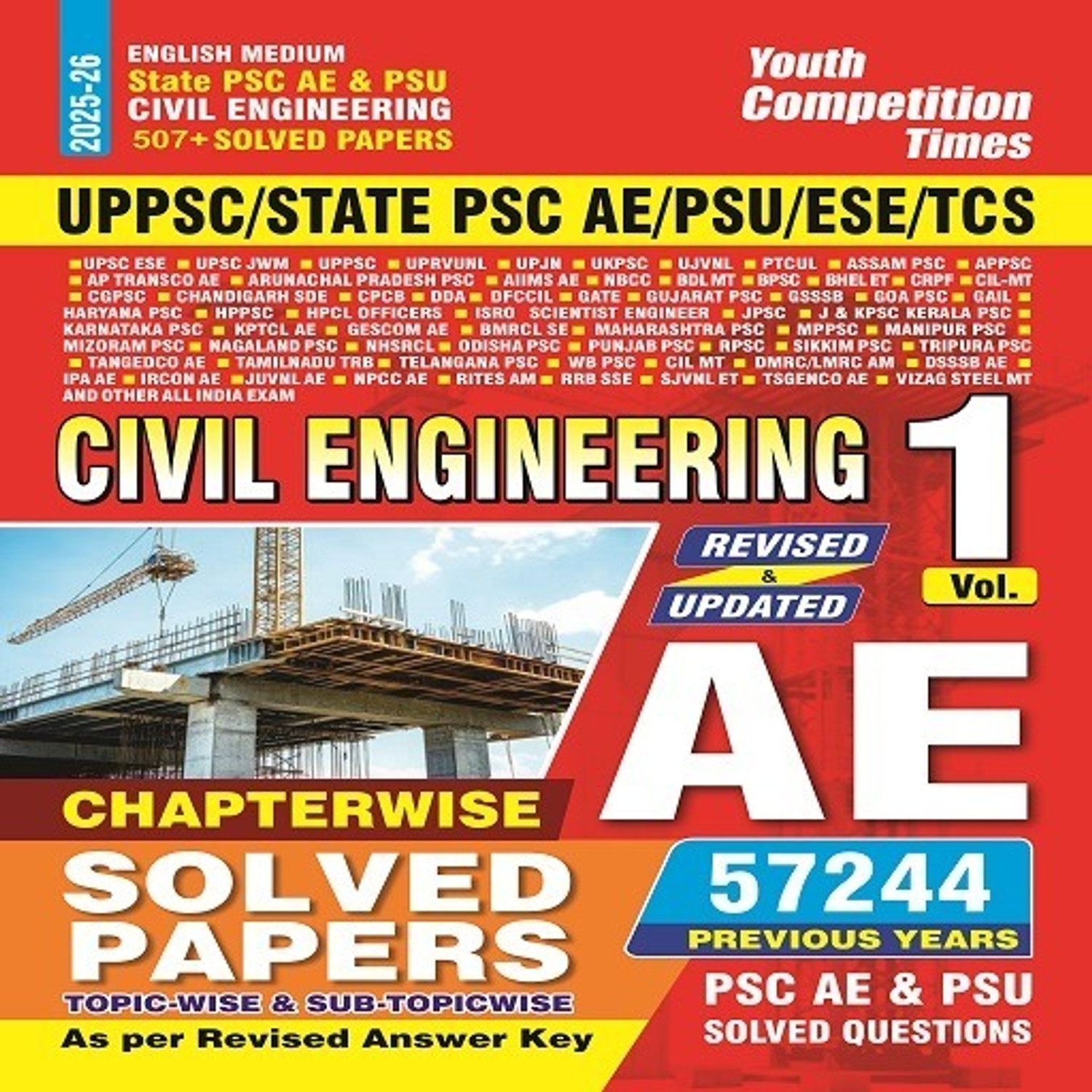 Image of COMBO Of 3 BOOKS English Medium UPPSC /STATE PSC /AE /PSU /ESE /TCS / Civil Engineering (Vol.1 + Vol.2 + Vol. 3) Chapter-Wise Solved Papers (57244 Previous Years PSC AE & PSU Solved Questions) - 2026