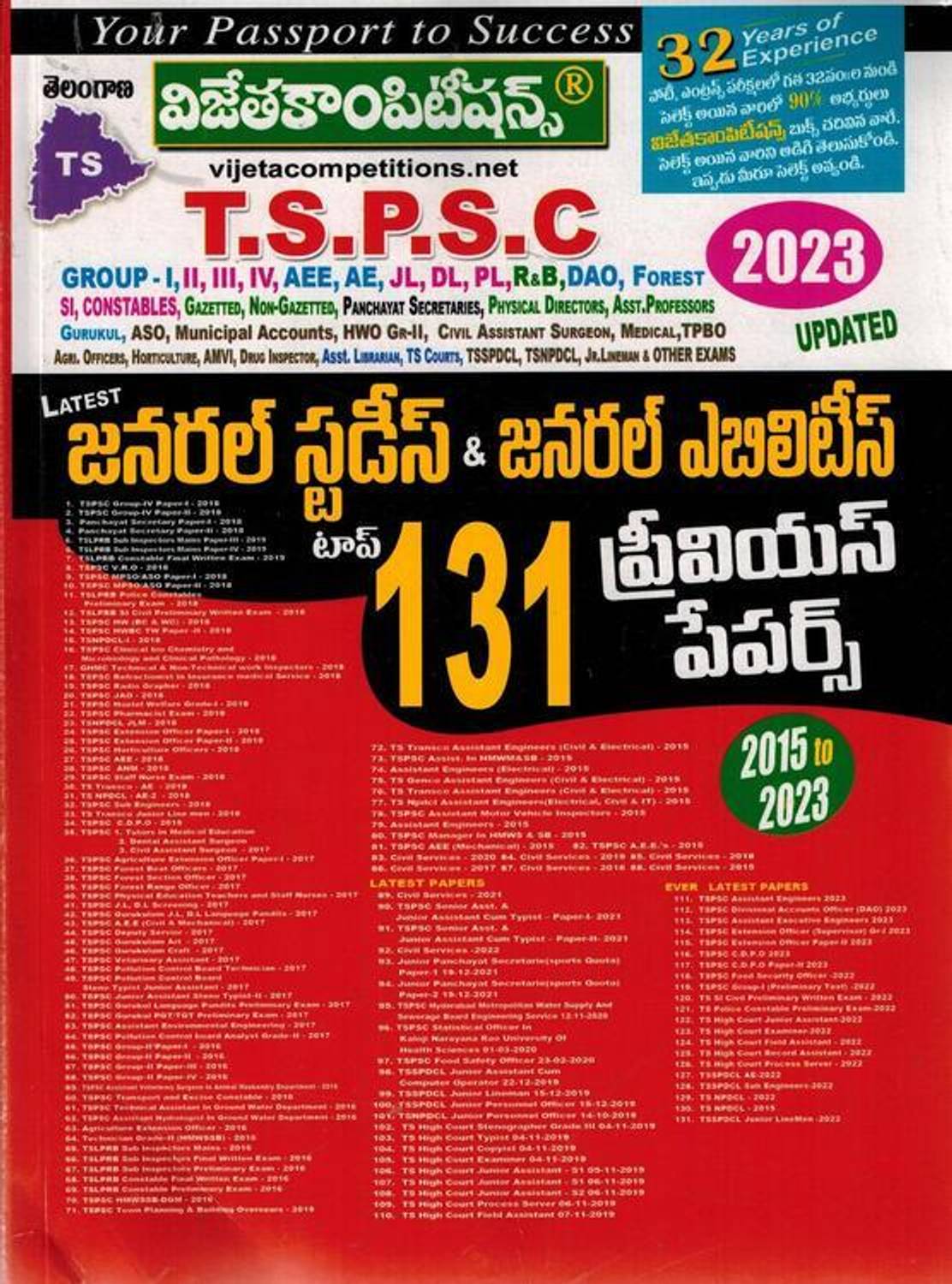 TSPSC General Studies And General Abilities Top 131 Previous Pap