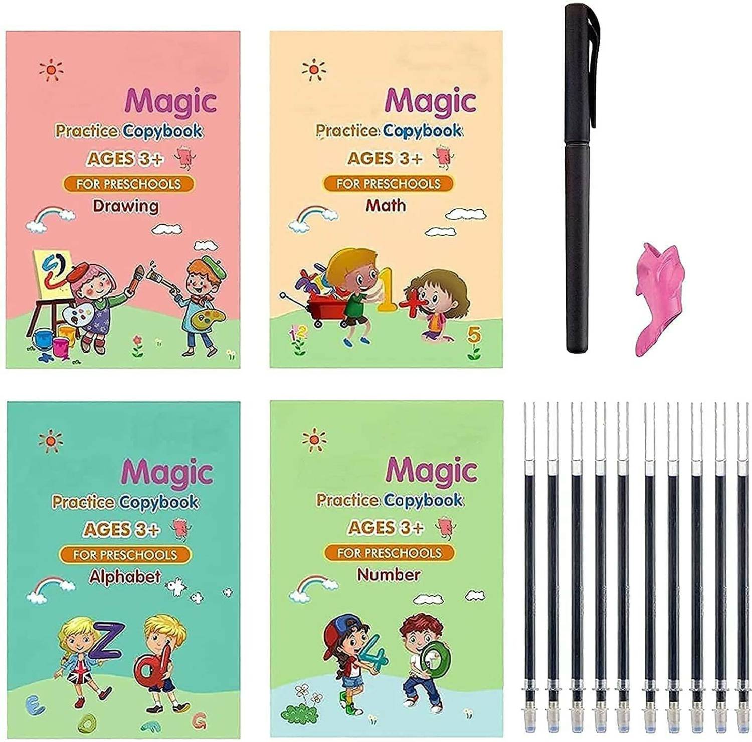 AKSHARAHANT Reusable 4 PCS Practice Copybook for Kids Handwriting In English