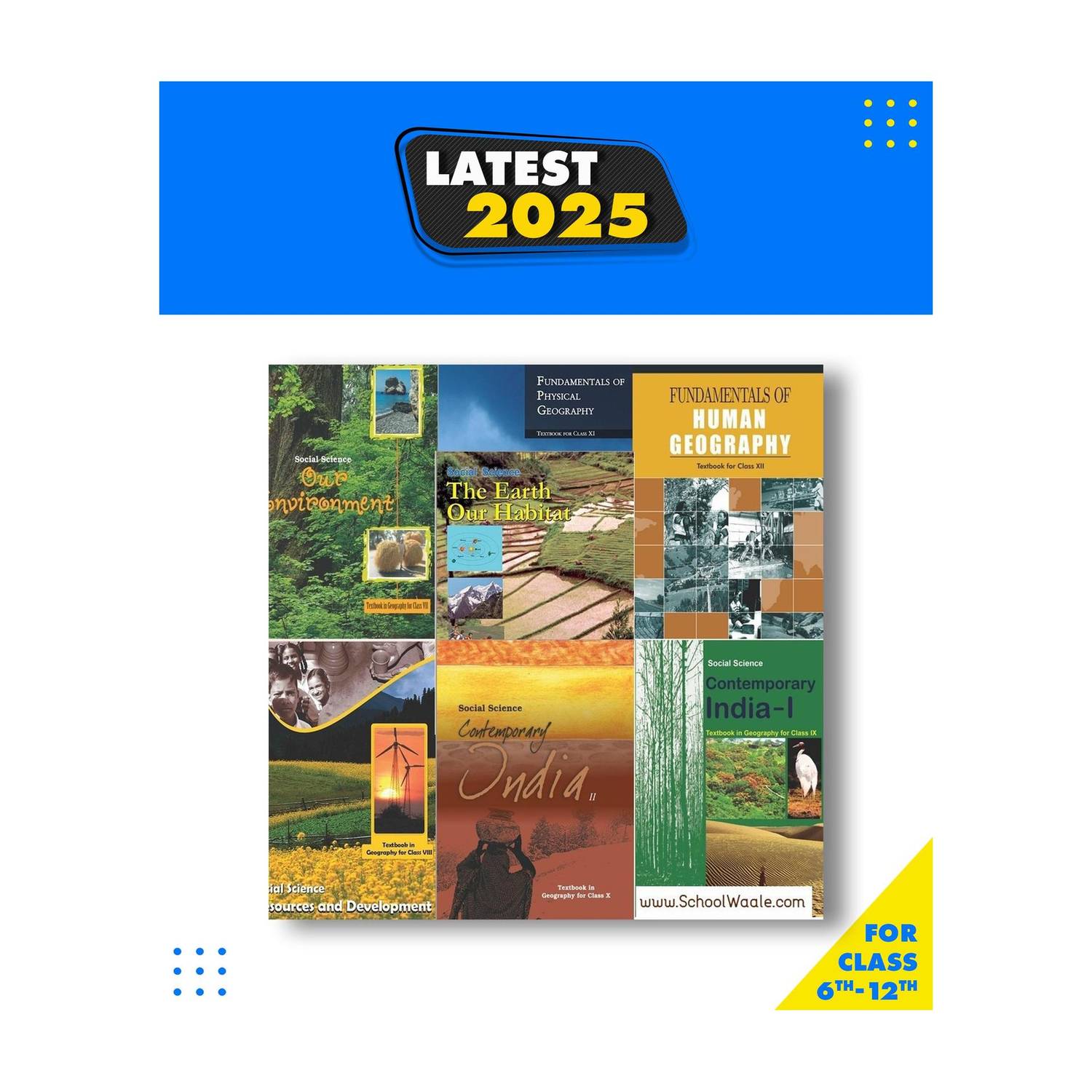 NCERT Geography Books Set Class 6 To 12 English Medium -Binded Books Hardcover, NCERT|New Latest Edition For 2025-2026