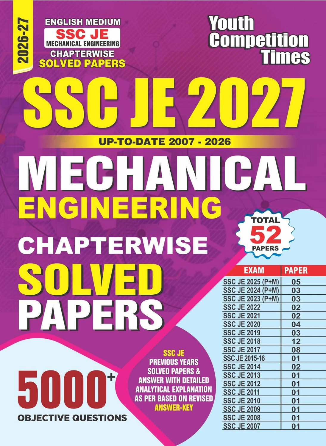 Image of SSC JE Mechanical Engineering |Total 52 Papers| 5000+ Objective Questions| Chapterwise Solved Papers | 2026-27| English Medium |