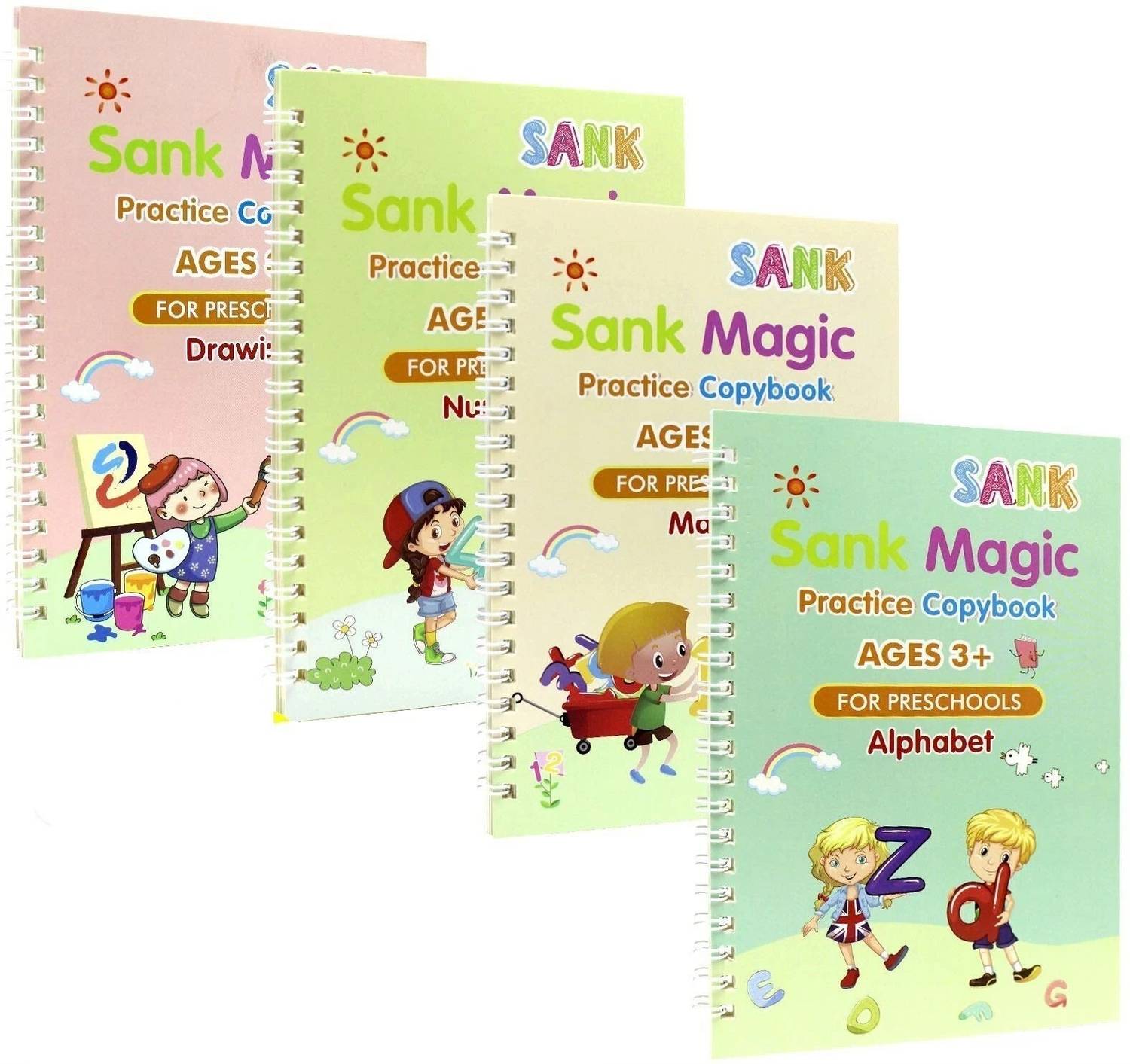 4 PCS Magic Practice Copybook For Kids English Reusable Magical Copybook Kids Tracing Book For Handwriting Magical Letter Writing Book Set