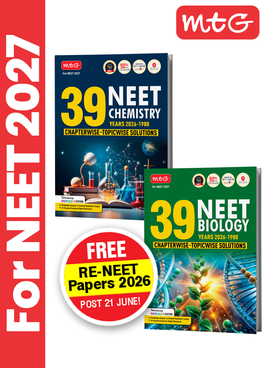 Image of MTG NEET PYQ 39 Years Chemistry & Biology Book For 2026-2027 Exam (Set Of 2) | Chapterwise Topicwise Solved Question Papers | Free Video Solutions | AI Powered Digital Resource