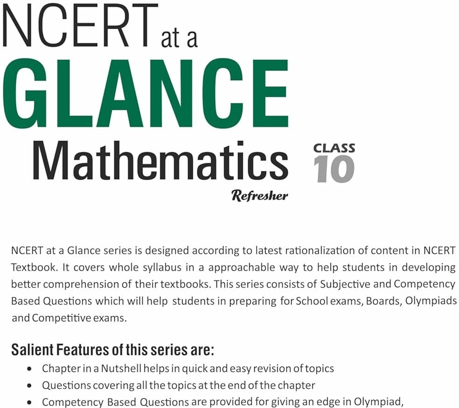 Image of Ncert At A Glance Mathematics Class 10 Refresher