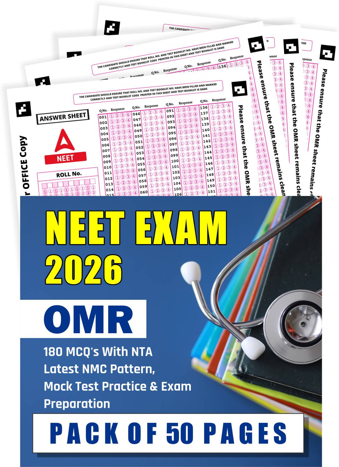 OMR Sheets For Practice NEET 2026 Exam,180 MCQ Latest Pattern Pa