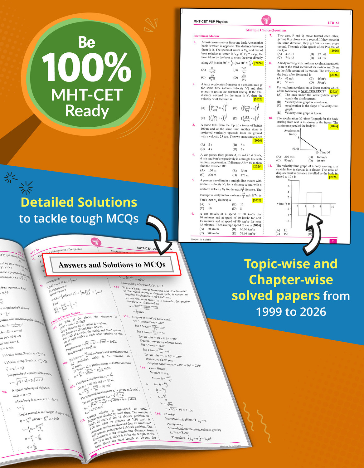 Image of MHT CET Book 2026 | 27 Years PSP Physics | MHT CET Previous Years Solved Papers | 1999 - 2025 | 4300+ MCQs | Chapterwise & Topicwise
