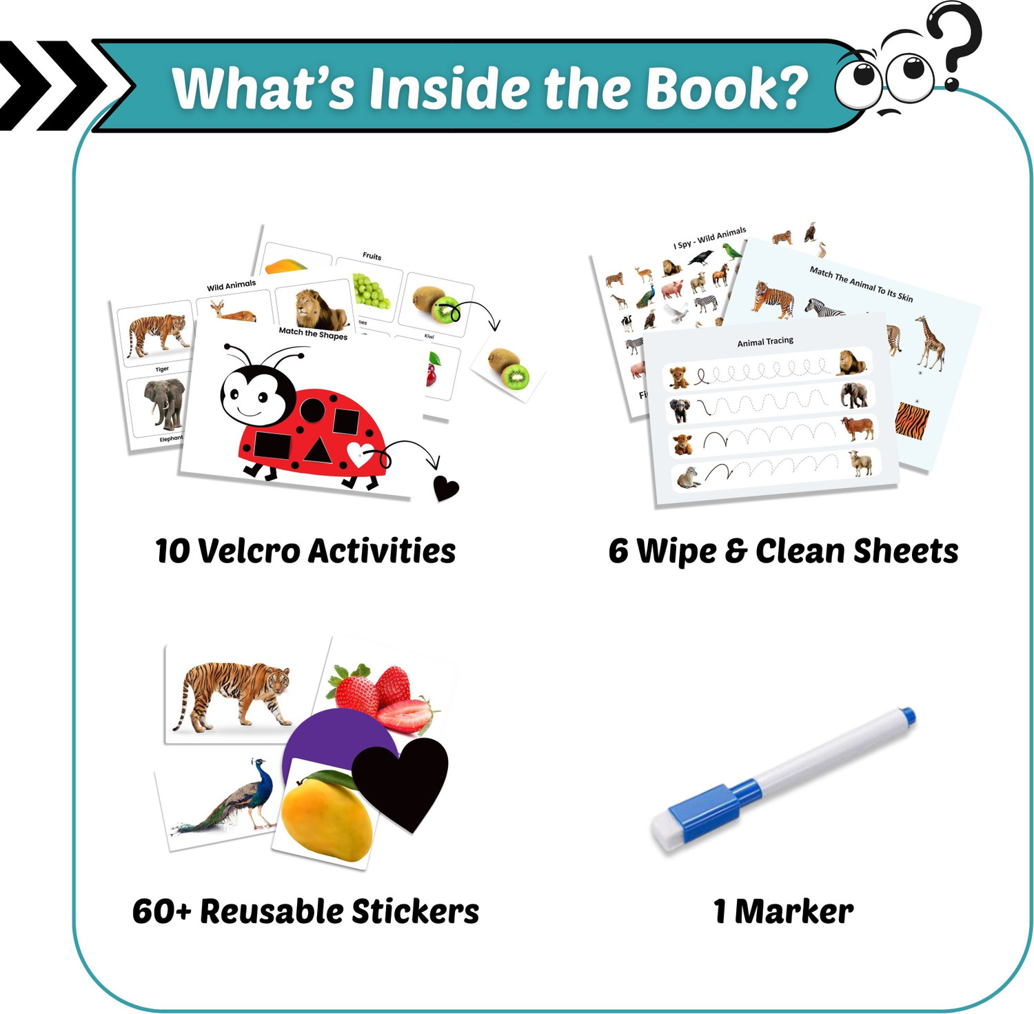 Image of Little Minds At Work Toddler Busy Binder Activity Book For Kids 1 - 4 Years | 16 Reusable Early Learning Preschool Montessori Activities | Travel-Friendly, Screen-Free Educational Toy