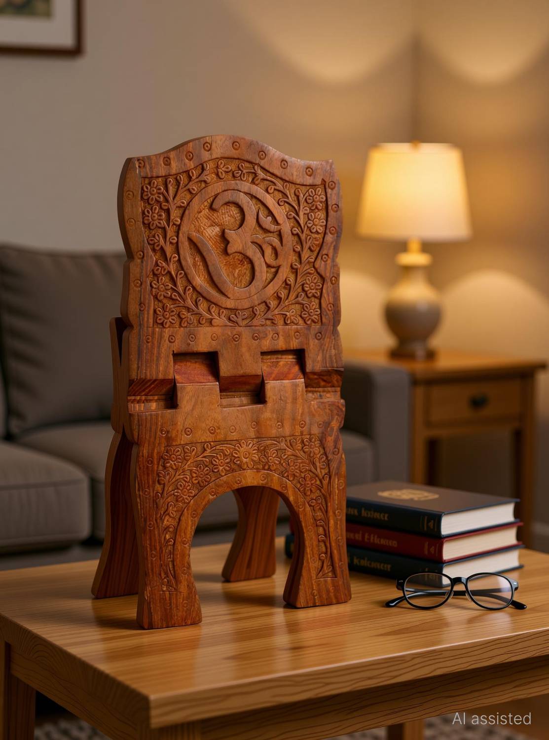 All About Wood Wooden Foldable Book-Stand/Holder/Book-Rest/Rehal Home/Religious Places (15 Inch) Wooden Brown Rehal