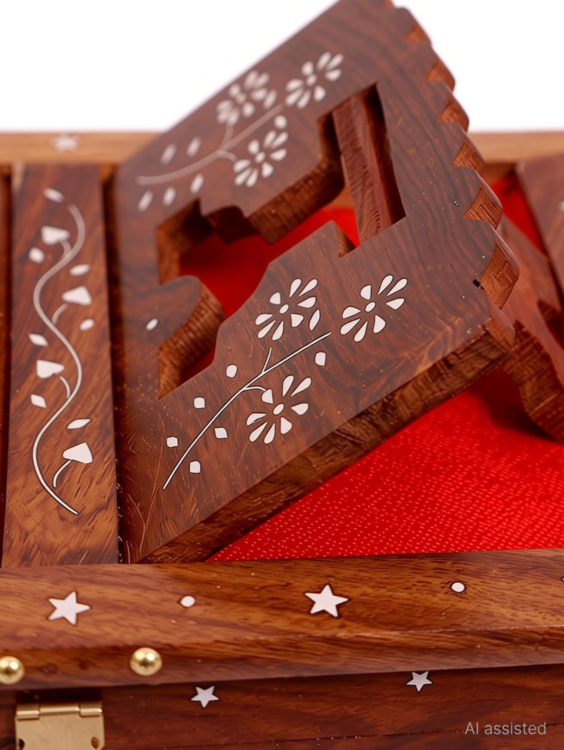 Image of Sankalan Creation Wooden Quran Box Holy Stand for Quran Ramayan Bible Gita Guru Granth Sahib Wooden Brown Rehal