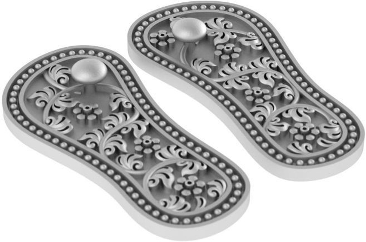 Image of Akshat Sapphire Sterling Silver 92.5% Purity God Laxmi Charan Paduka Pure Silver Maa Lakshmi Religious Footprint