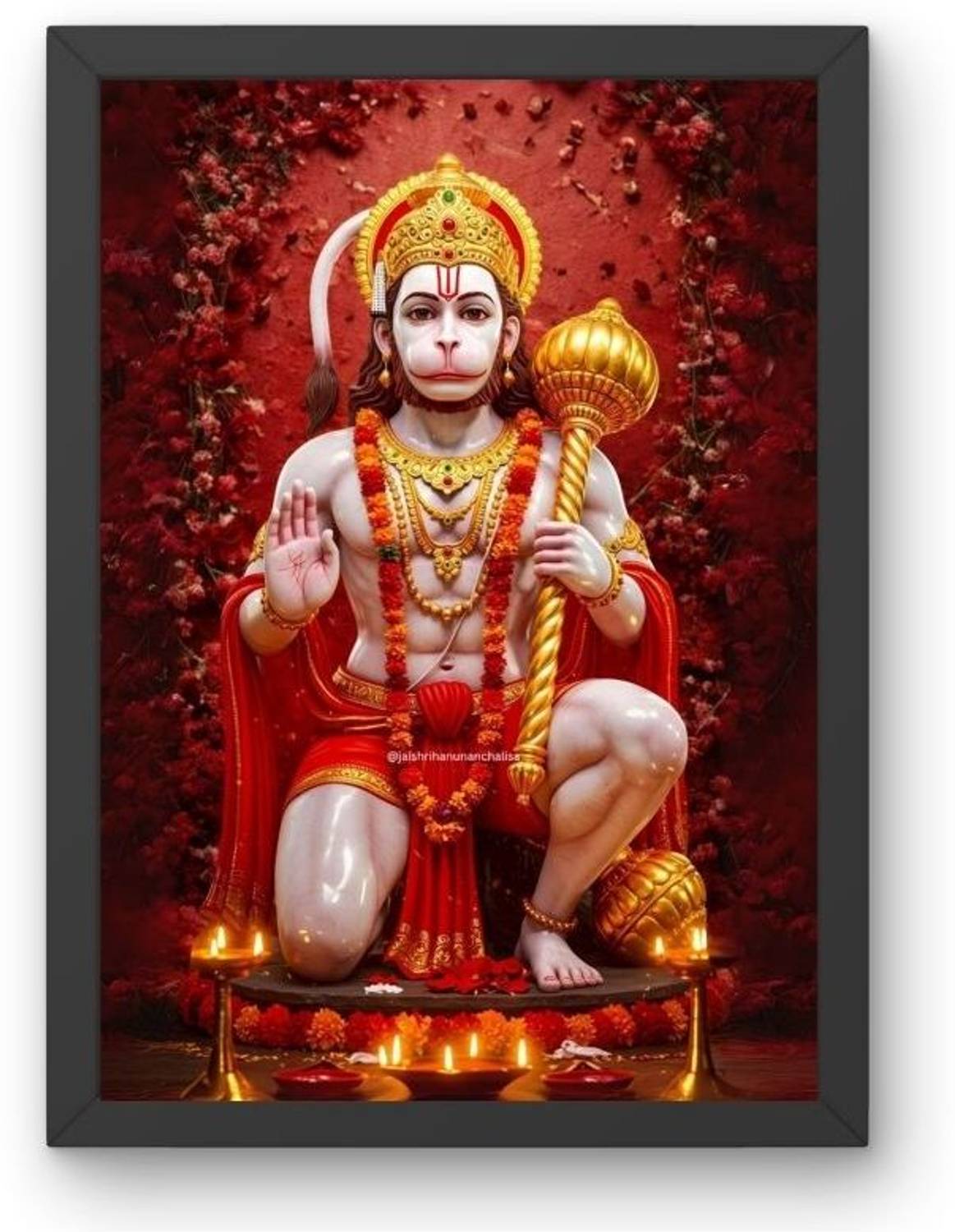 Bhagyalaxmi Creations Lord Hanuman Ji Wall Frame | Bajrangbali Spiritual Wall Art for Home & Office Religious Frame