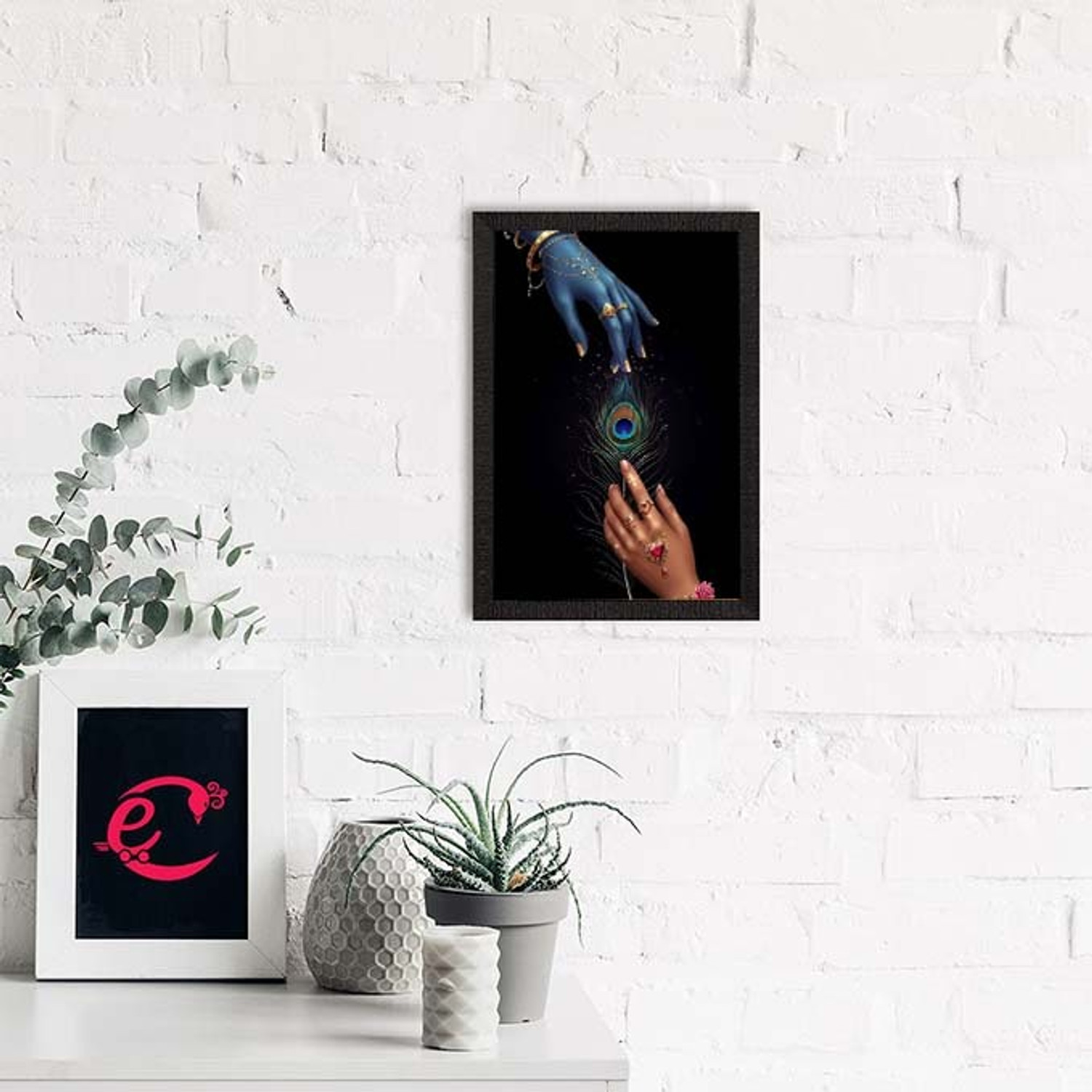 Image of lookat Radha Krishna hand design photo frame Religious Frame