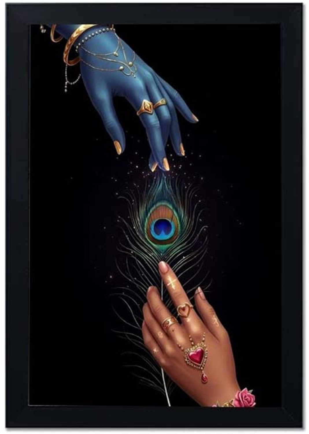 Image of lookat Radha Krishna hand design photo frame Religious Frame