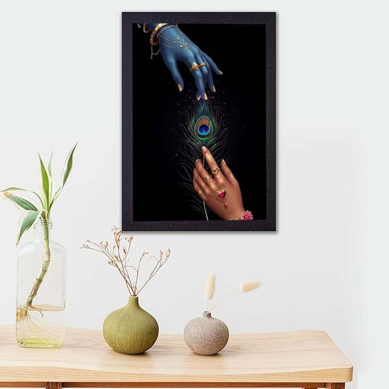Image of lookat Radha Krishna hand design photo frame Religious Frame