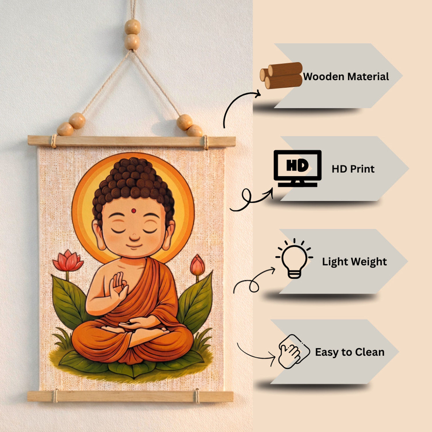 Image of MK TRADE Buddha wall decor Digital Reprint 16.5 inch x 8.26 inch Painting