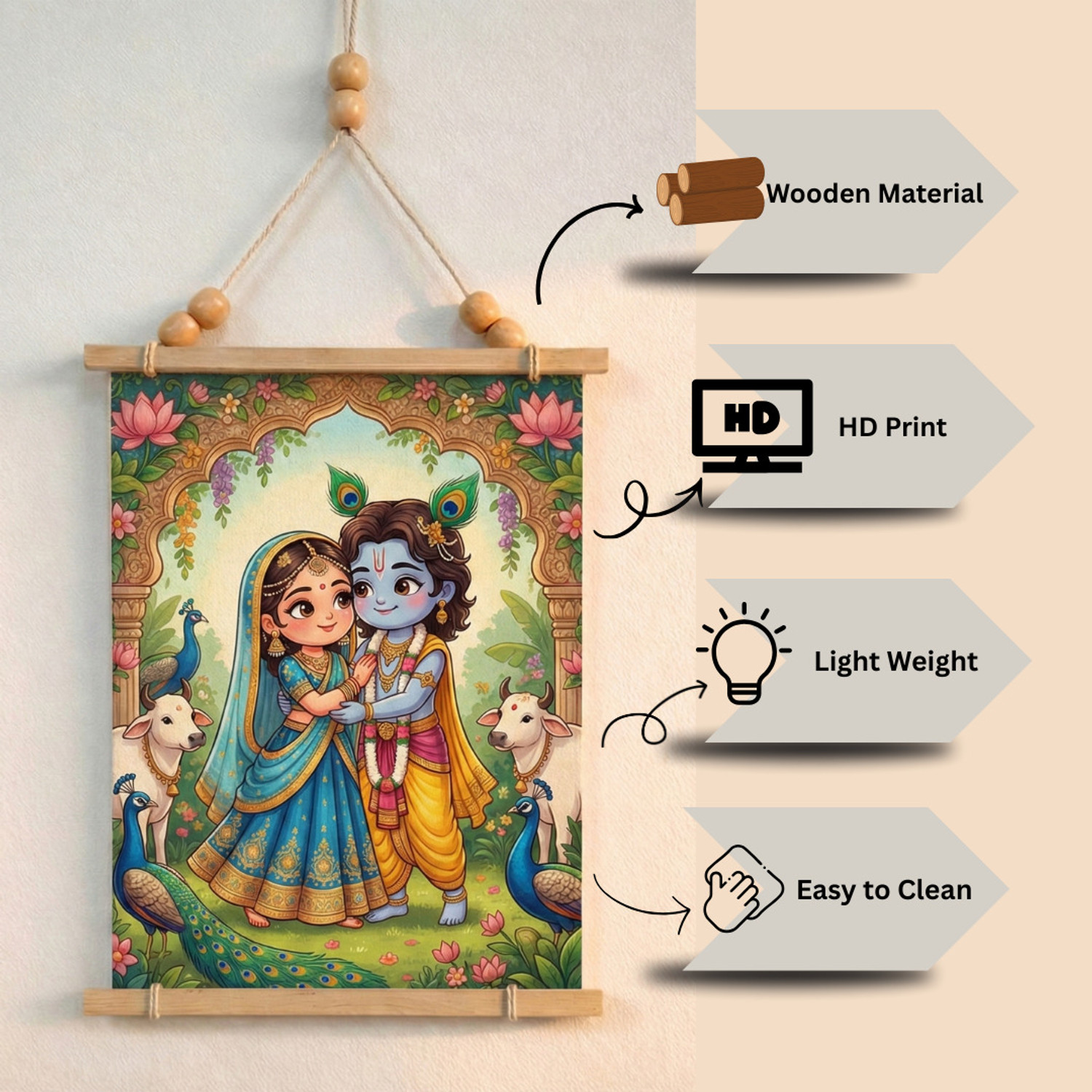 Image of MK TRADE Radha Krishna wall hanging Digital Reprint 16.5 inch x 8.26772 inch Painting