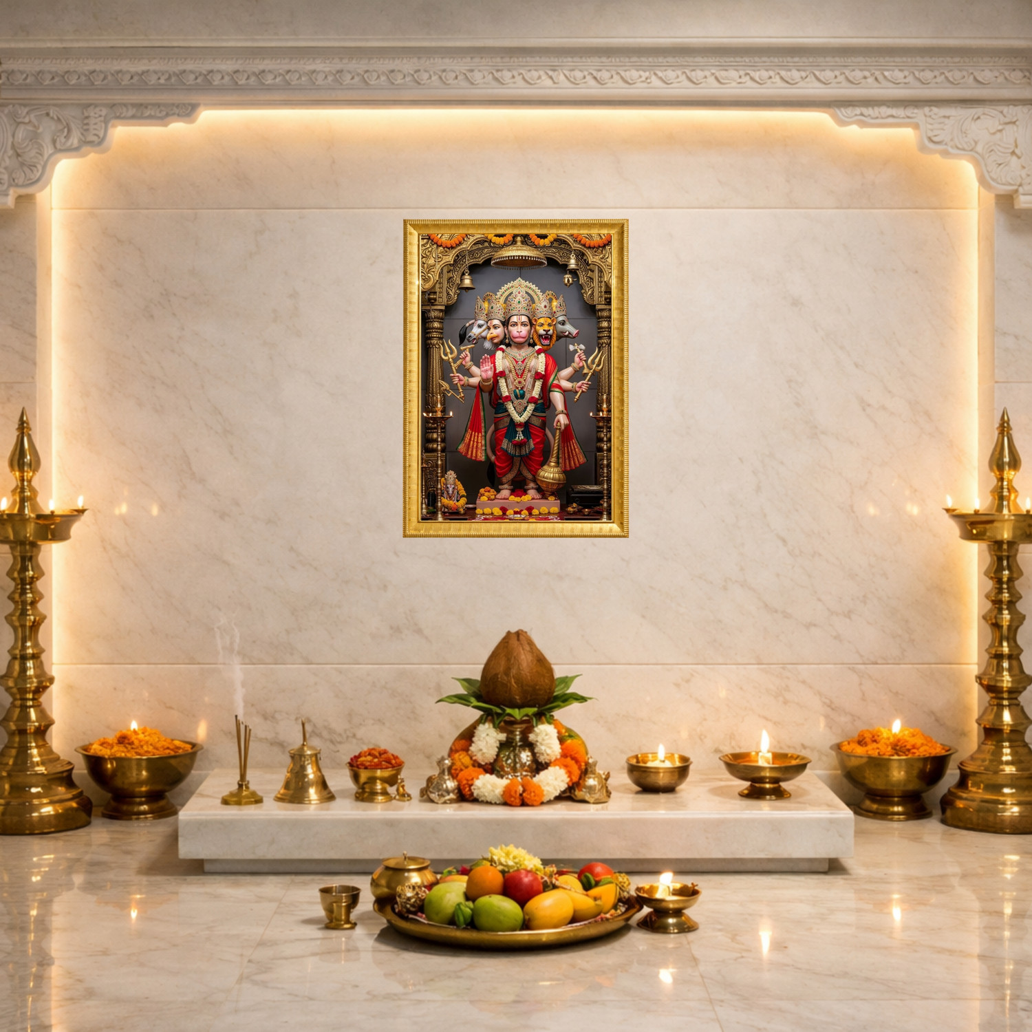 Image of SARVDHA ENTERPRIES Panchmukhi Hanuman Religious Frame
