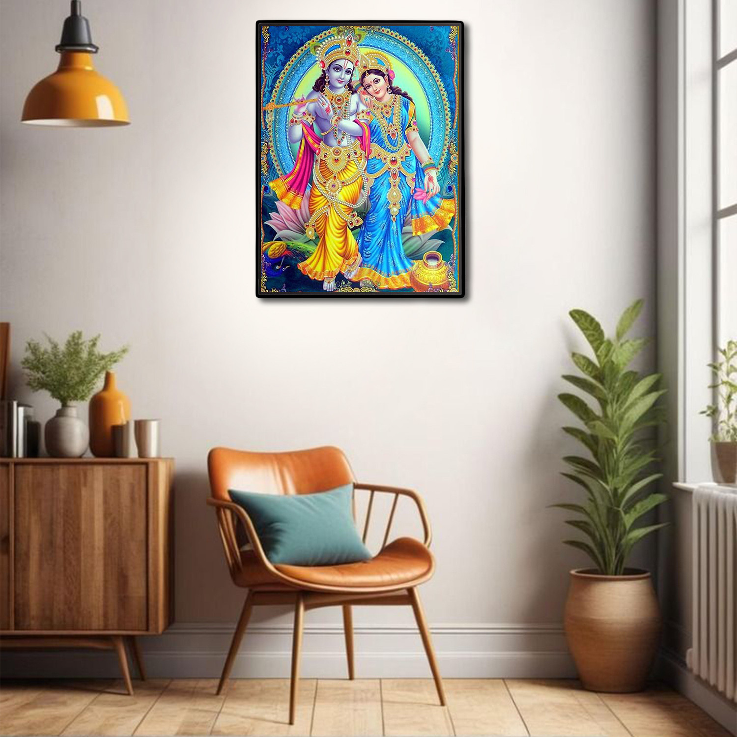 Image of HitechMart Radha Krishna Laminated Photo Religious Frame