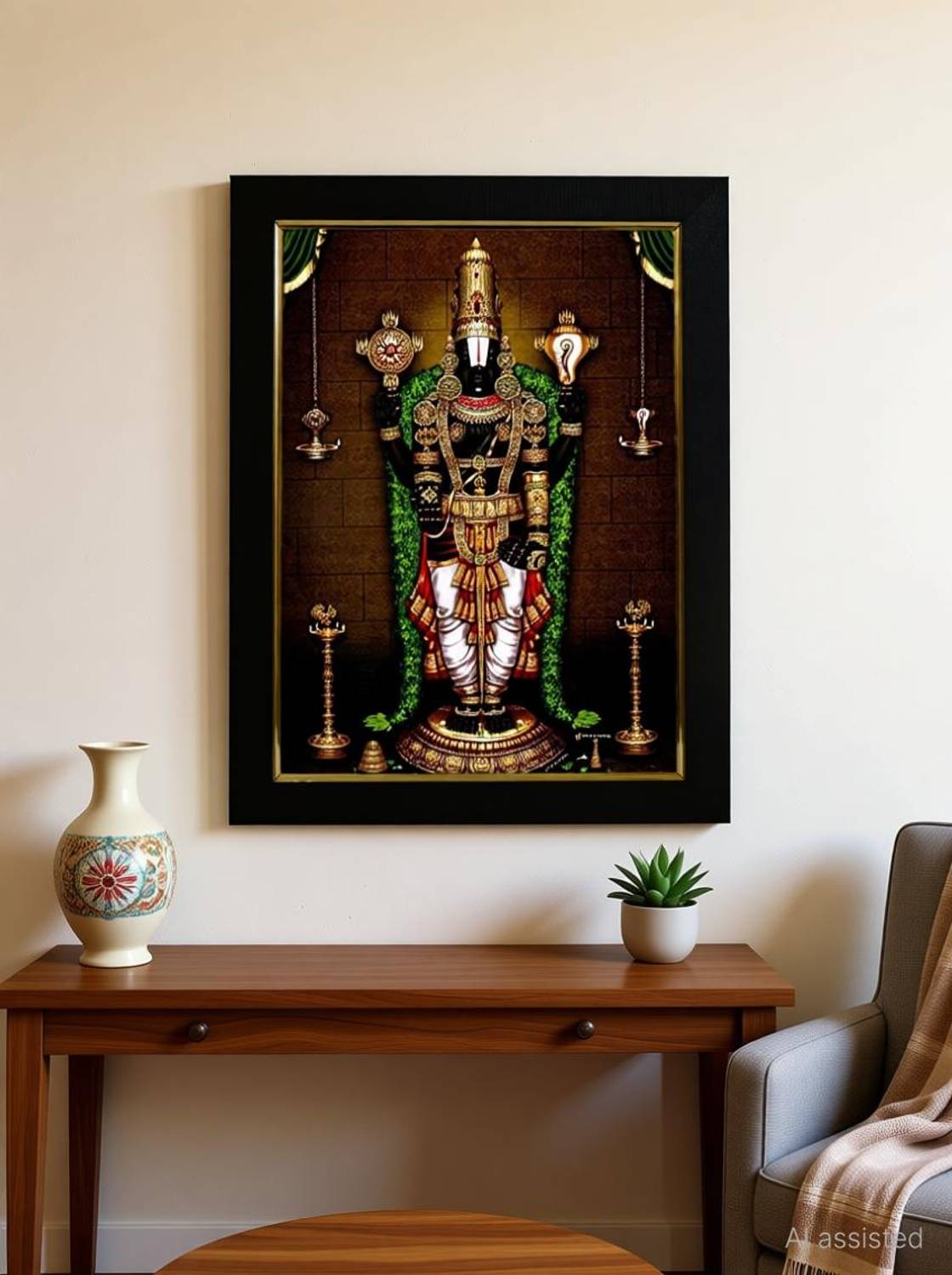99CRAFTS Tirupati Venkateswara Swamy/Lord Balaji Photo Frame Religious Frame