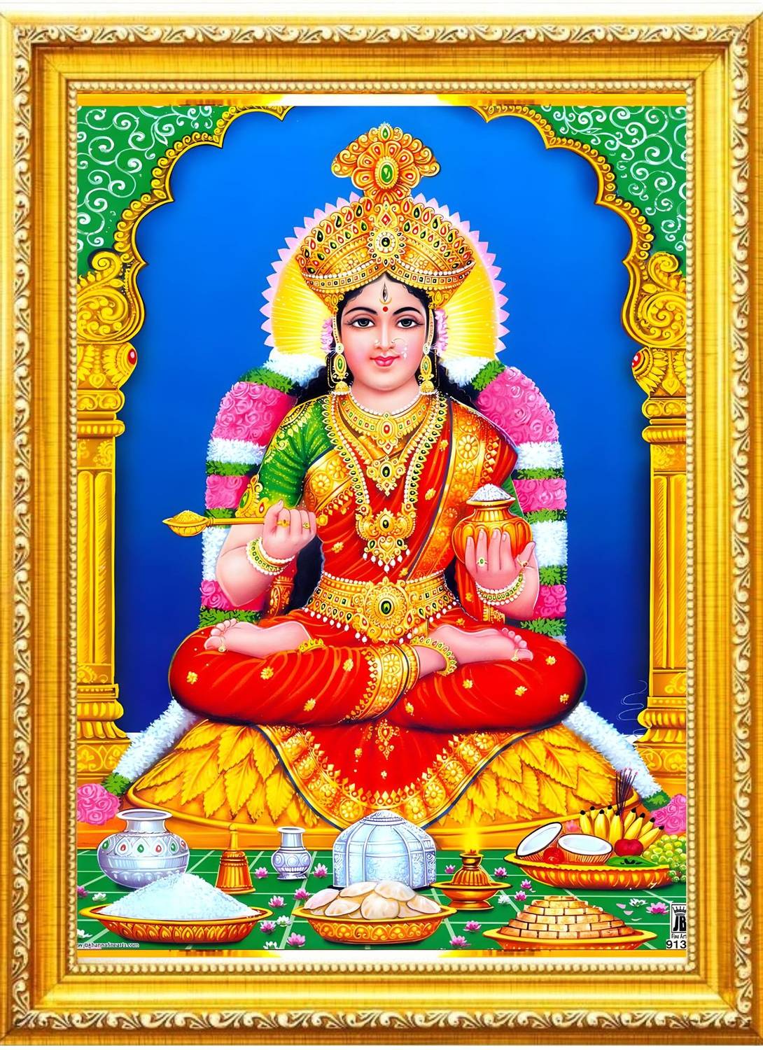 AkritiFrame Maa Annapurna Golden Photo Frame(6x8inch) Laminated Religious Frame