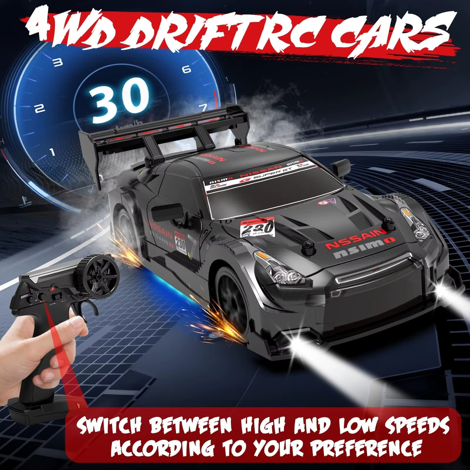 Image of DWH RC Drift Car High Speed Car for Adults 4X4 Remote control car for Kids with Tyre