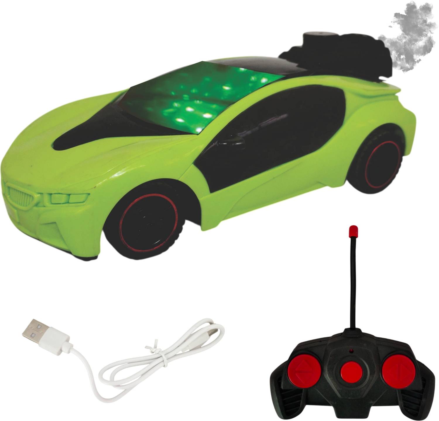 ABYZ Famous Racing Car Remote Control with LED Spray Smoke, Age 3+ Years (Green)
