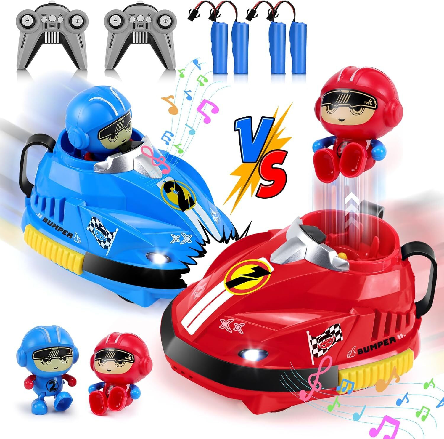 Image of calyxia RC bumper racing car toy set featuring two colorfull cars red and blue toy