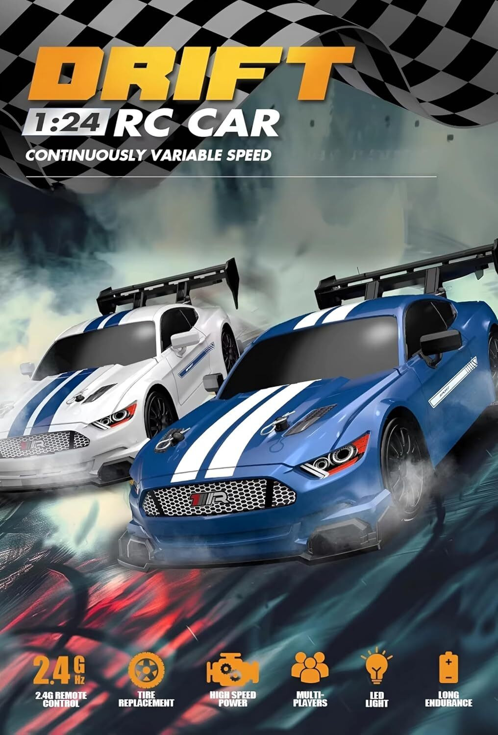 Image of Adhira Toys Rc Drifting Car, Rc Car 4x4, Drift Car Remote Control 20Kmph, 2.4Ghz
