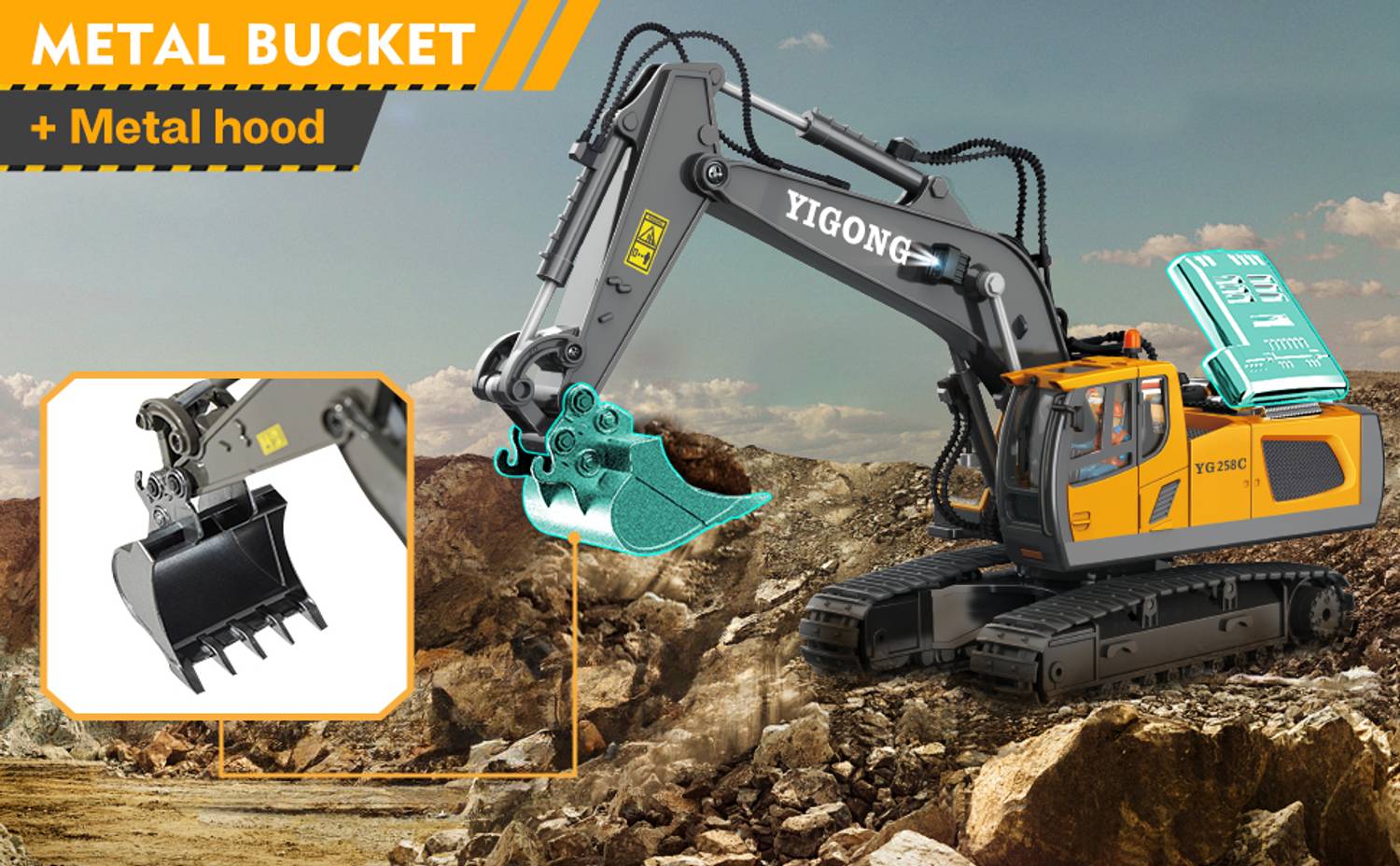 ToyBillity PRO RC Metal Excavator 1/20 Scale - Image 3
