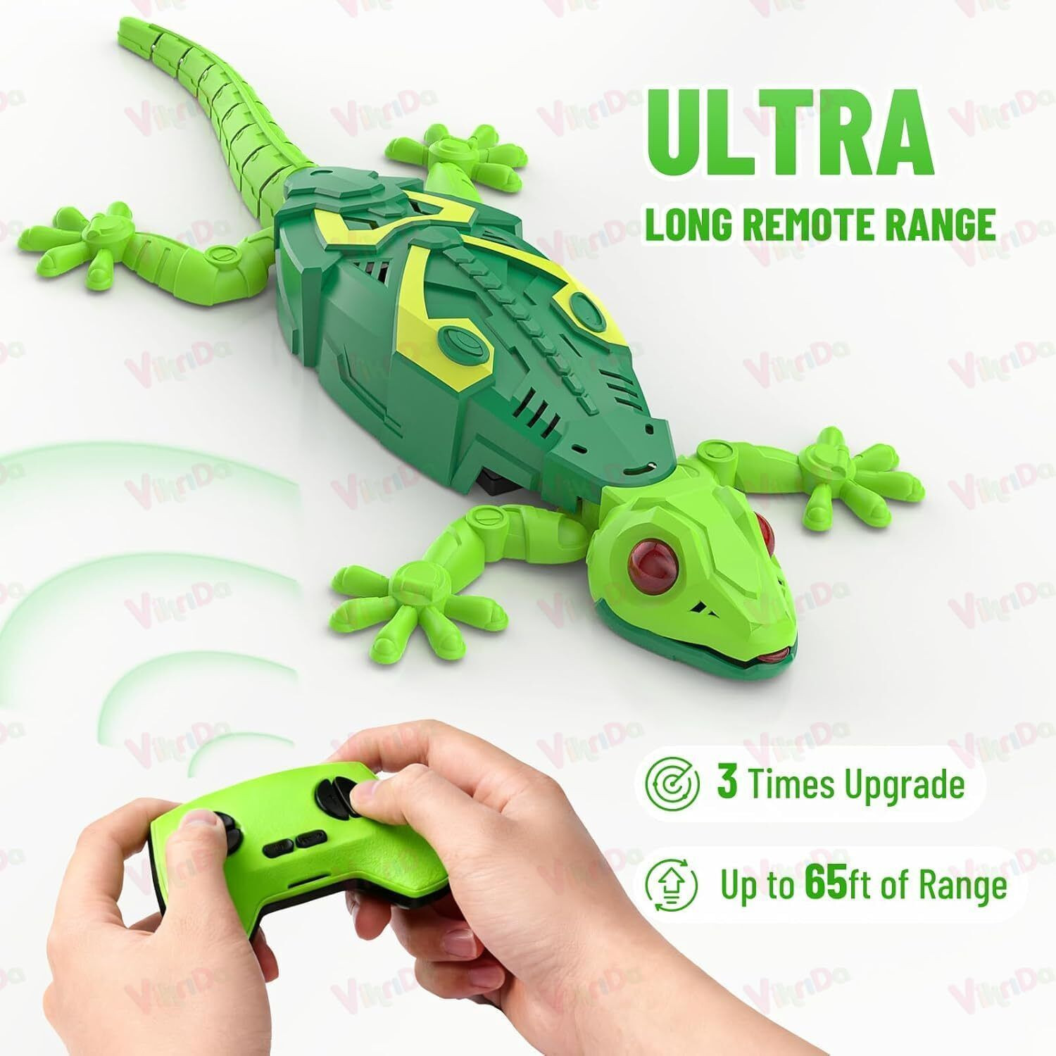 Image of VikriDa Rechargeable RC Robot Lizard 360 Rotation LED Wall Crawler Toy