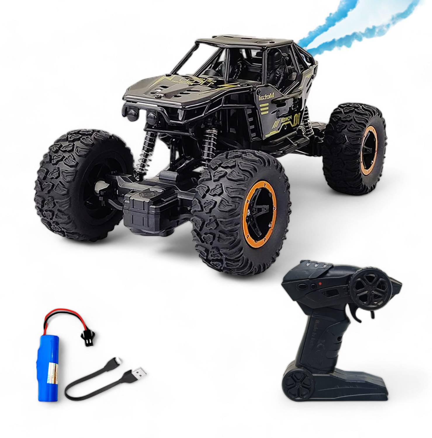 FANSEEKART Remote Control Metal Car for Kids with Mist Smoke Monster Truck rock crawler_KF8